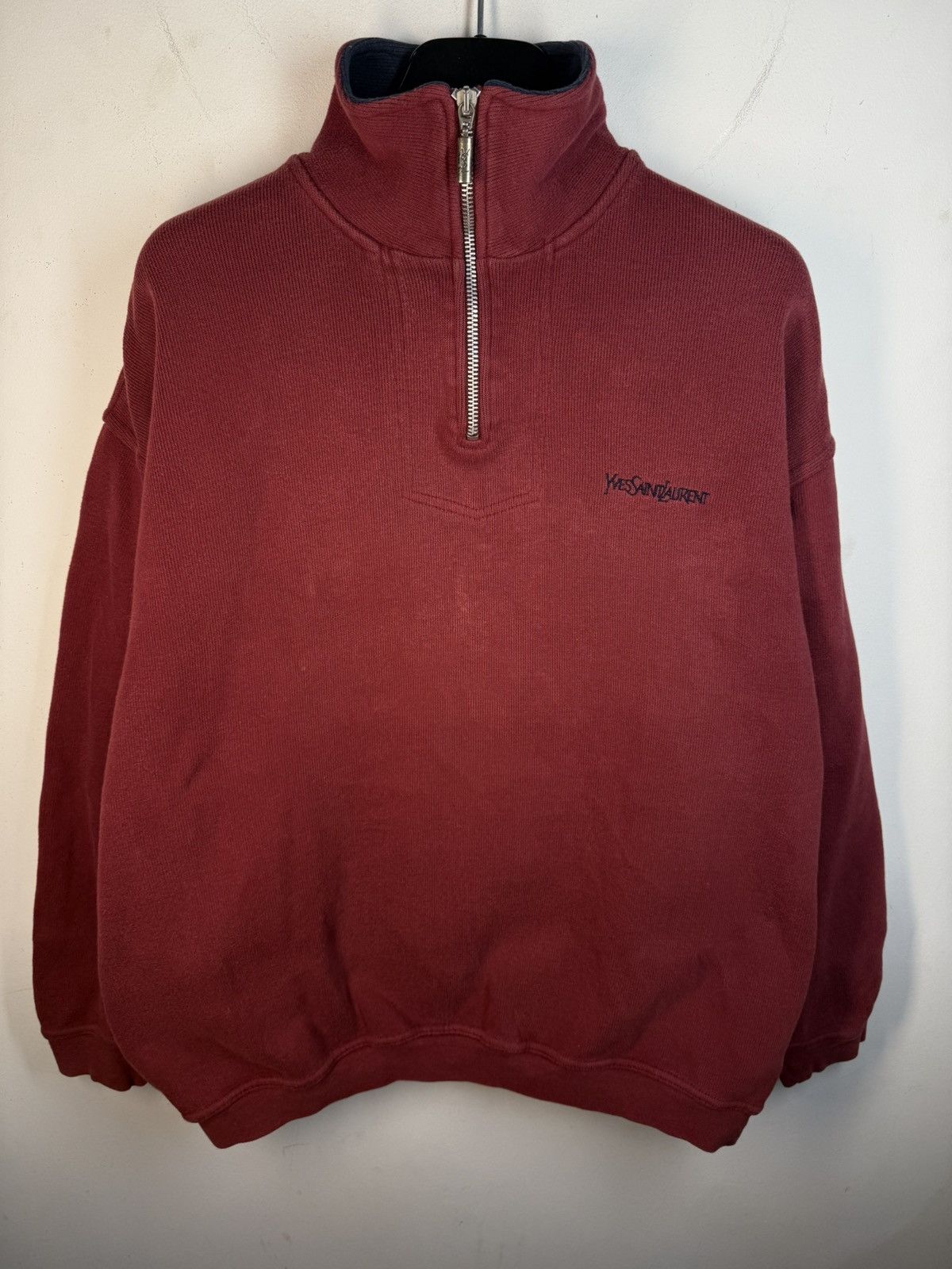 Yves Saint Laurent 90s YSL Sweatshirt 1/4 Quarter Zip Red Vintage Sweater Size US L / EU 52-54 / 3 - 5 Thumbnail