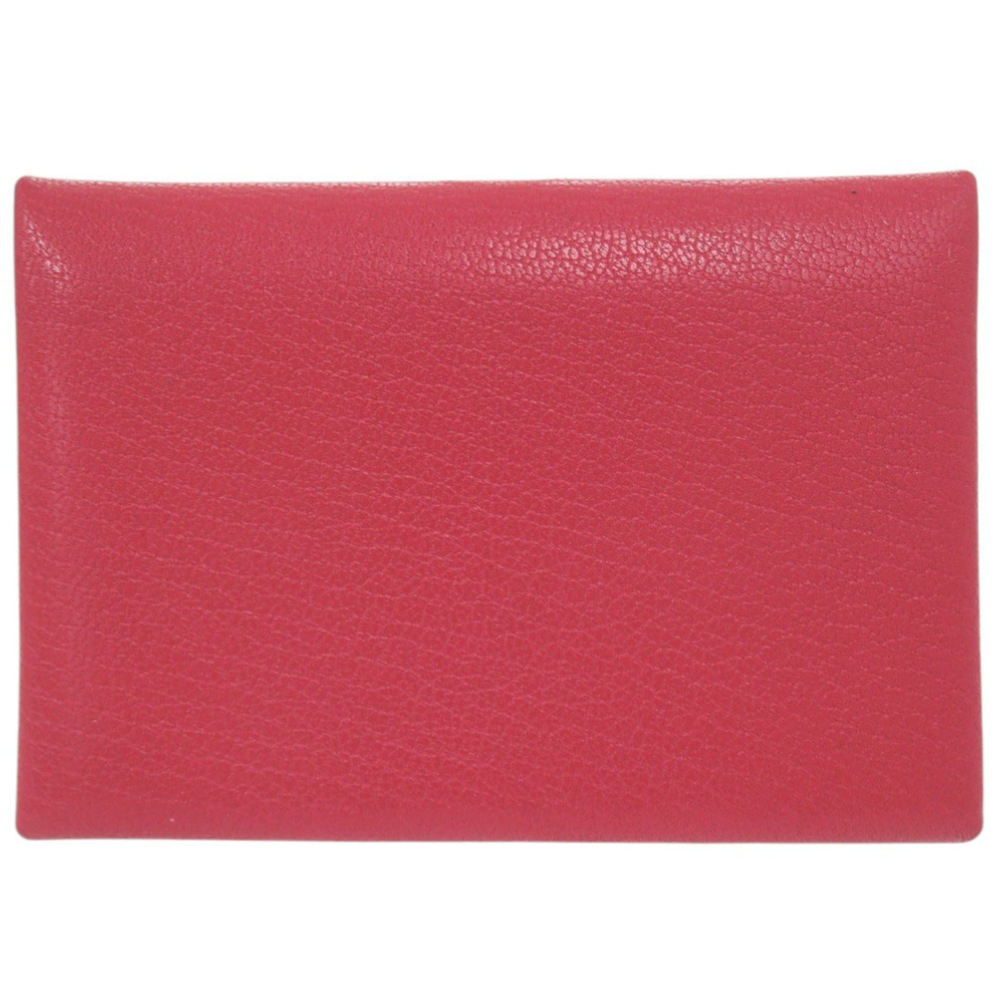 Hermes Excellent condition Hermès Calvi Duo Chevre Mysore Rose Extreme wallet with silver hardware and U stamp (2022 model). Red coin purse. Item number 0697HERMES. Size ONE SIZE - 1 Thumbnail