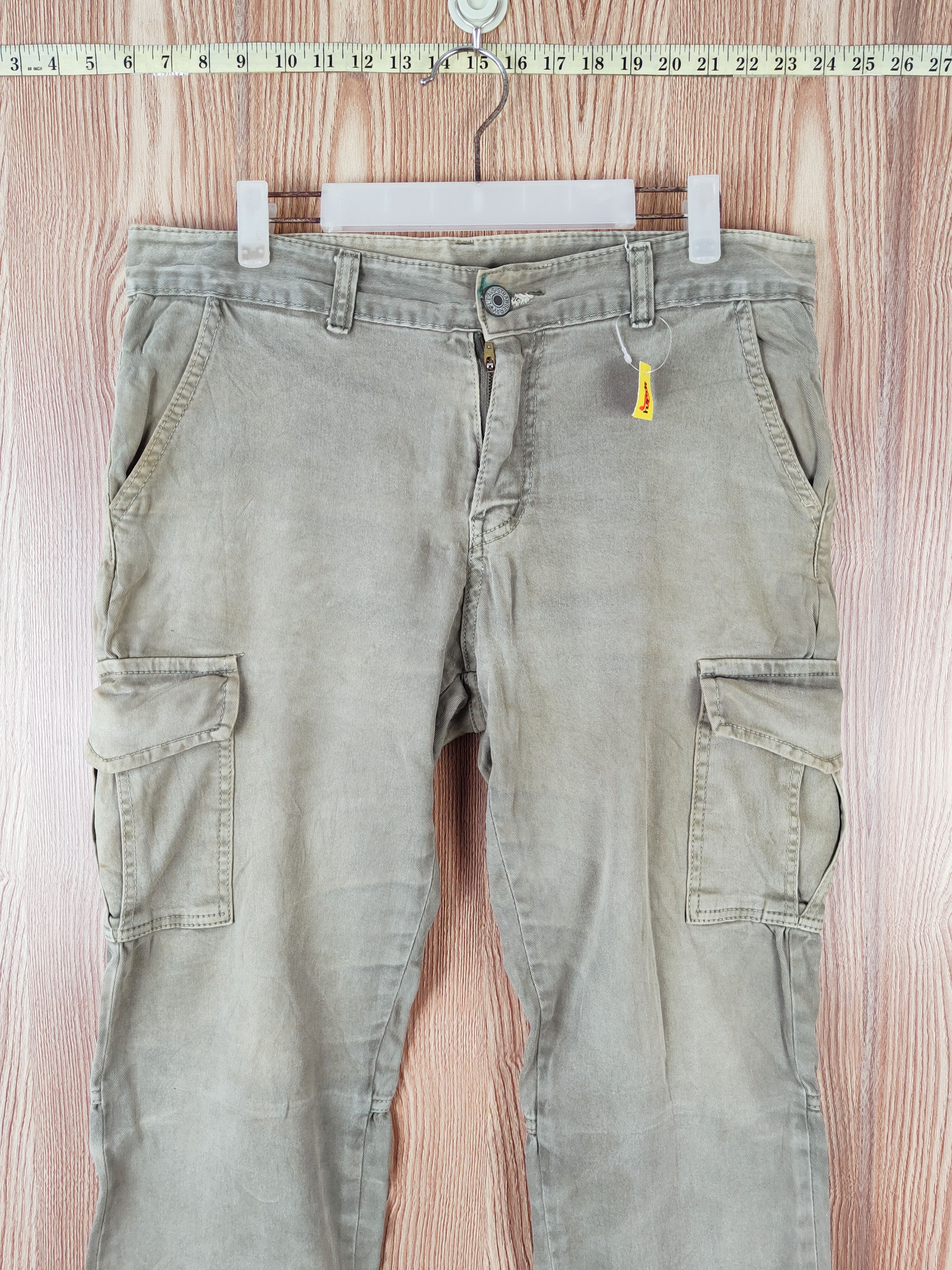 Japanese Brand Leavs Strawberry Green Faded Multipocket Cargo Pants #W438 Size US 33 - 2 Thumbnail