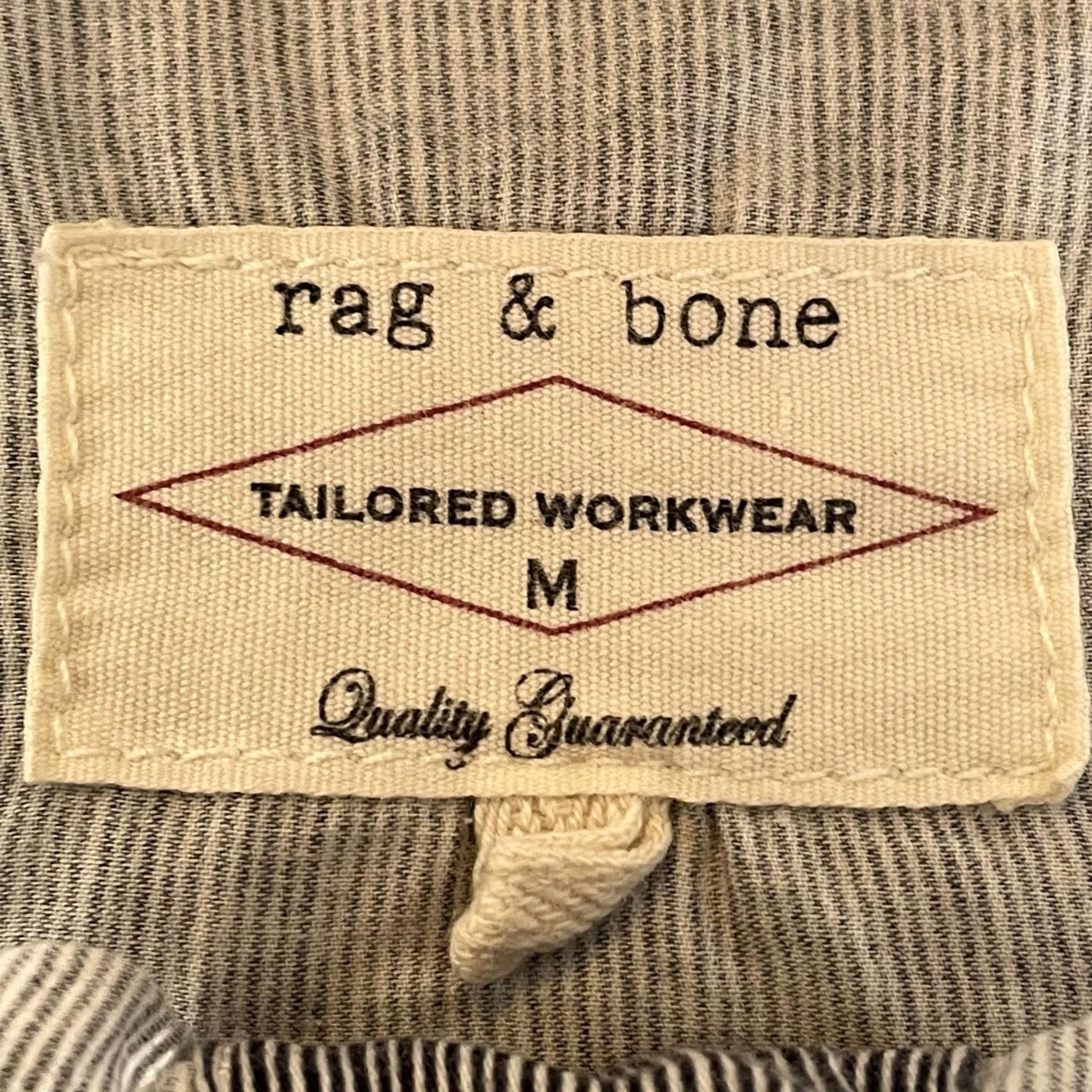 Rag & Bone Rag & Bone Shirt Mens Medium Gray White Grainstripe Tailored Workwear USA Cotton Size US M / EU 48-50 / 2 - 2 Thumbnail