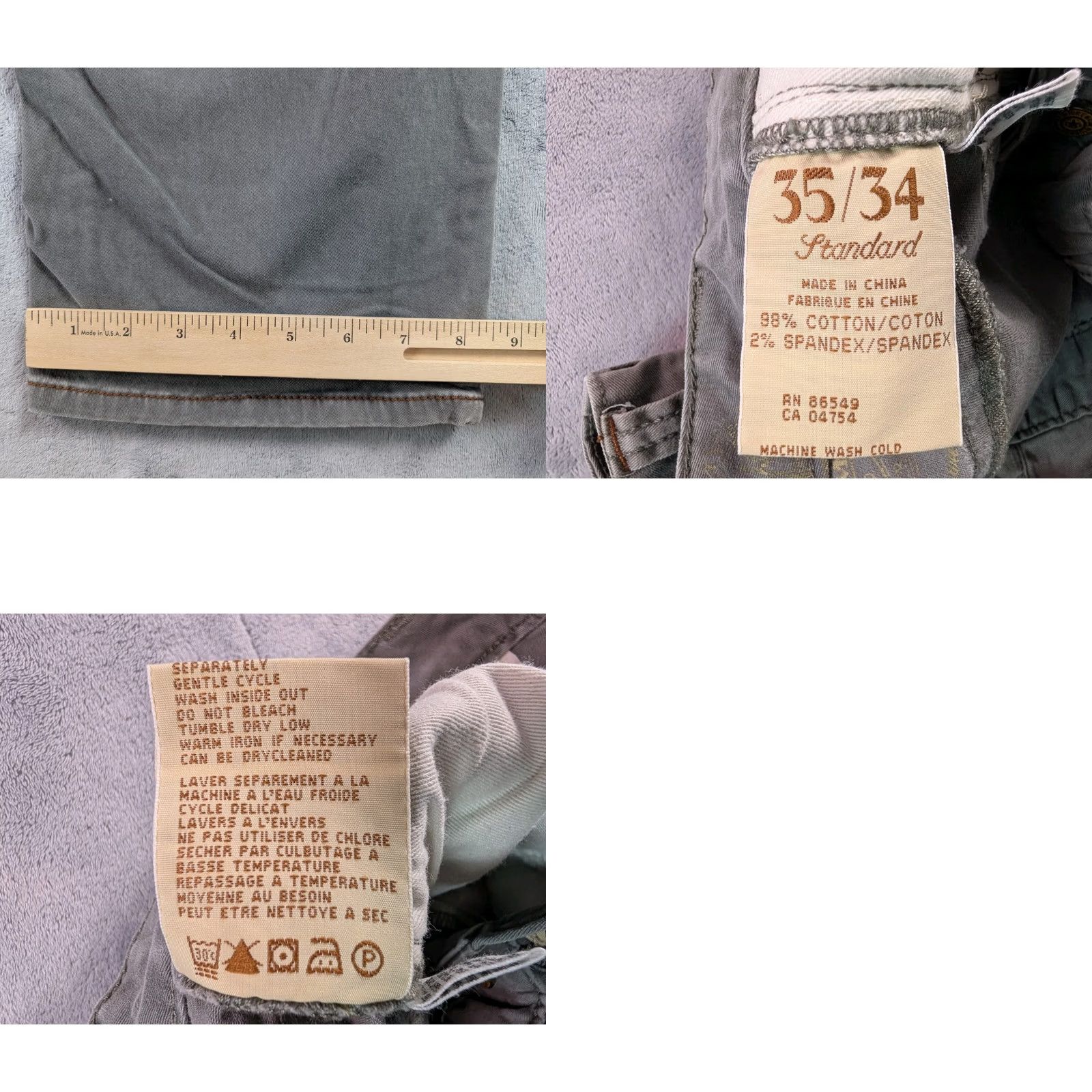Tommy Bahama Tommy Bahama Boracay 5 Pocket Chino Pants Men 34X33 Gray Stretch Flat Front Slim? Regular fits Size US 35 - 9 Thumbnail