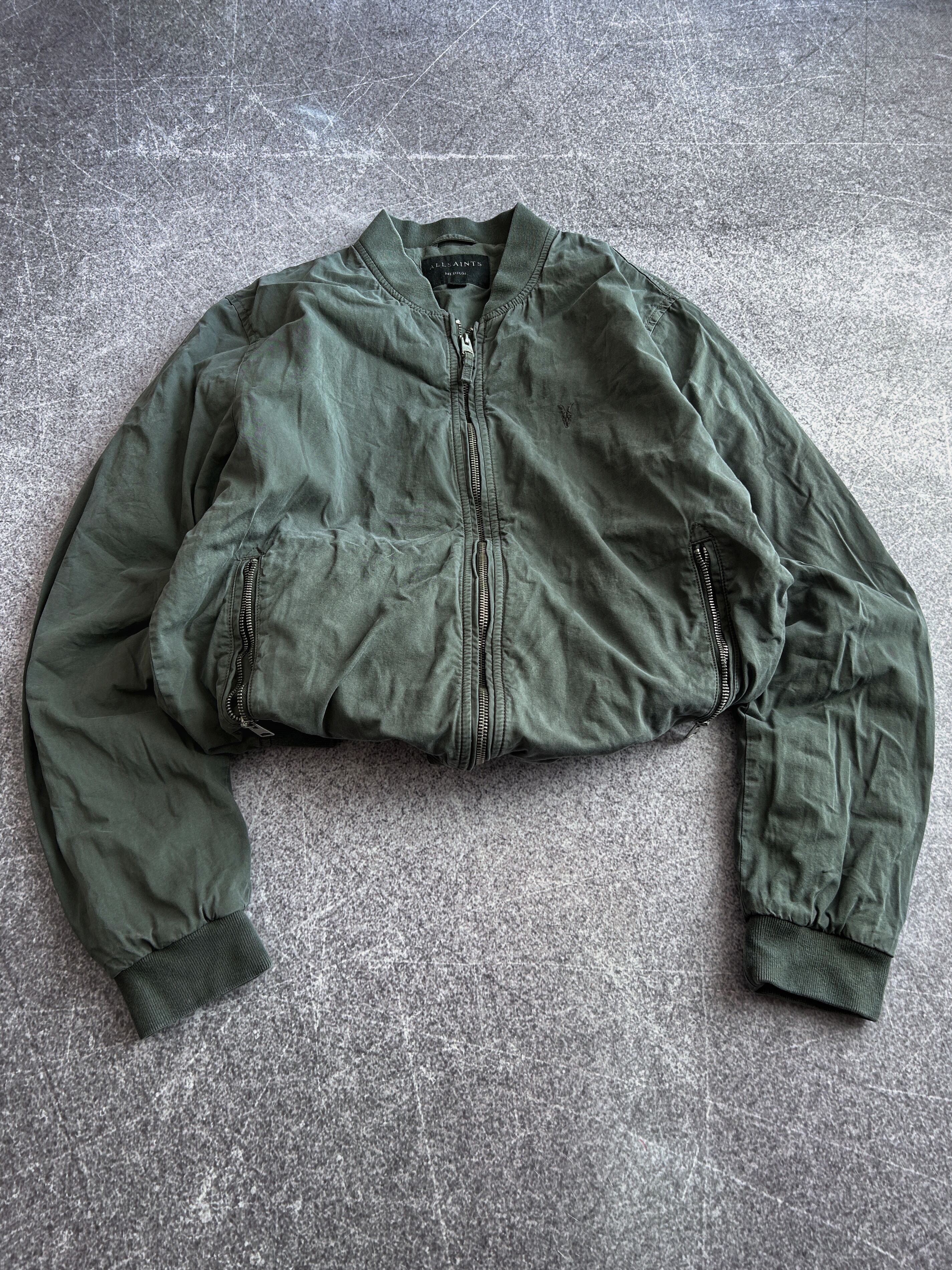 Allsaints AllSaints Cropped Bomber Jacket Green Y2K Streetwear Fit Size US M / EU 48-50 / 2 - 1 Thumbnail