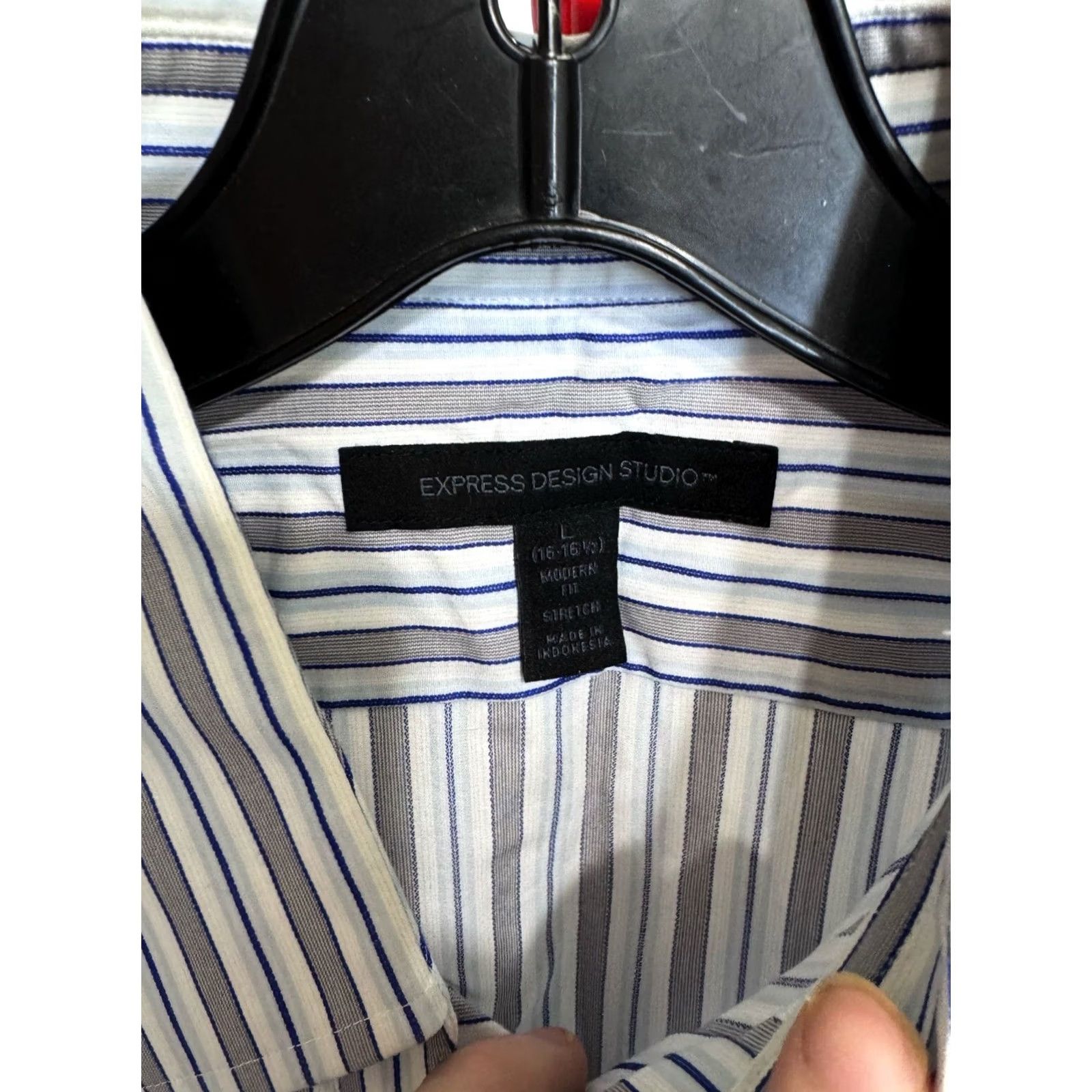 Express Express Shirt L Express Gray Blue Stripe Long Sleeve Large L Mens Size US L / EU 52-54 / 3 - 2 Thumbnail