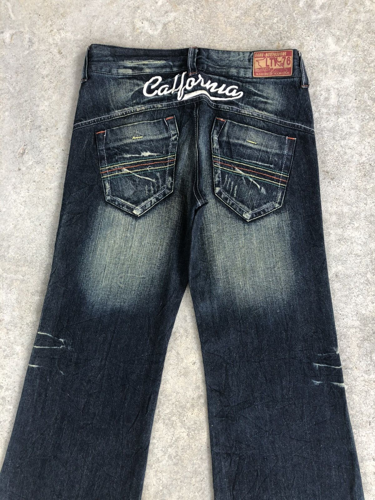 Japanese Oahu Flared Jeans Distressed Jeans
