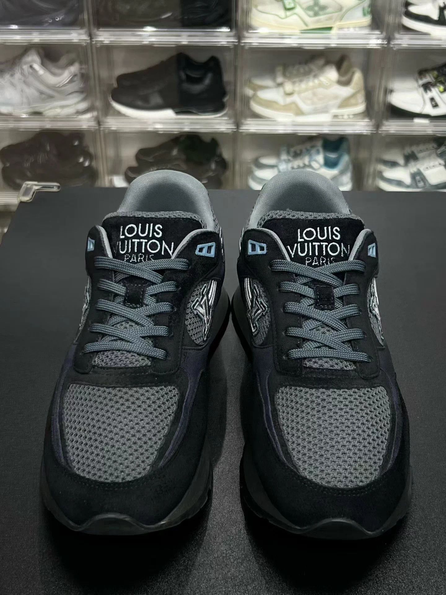 Louis Vuitton LV RUNAWAY Blue Black Suede UK10 44 Size US 11 / EU 44 - 2 Thumbnail