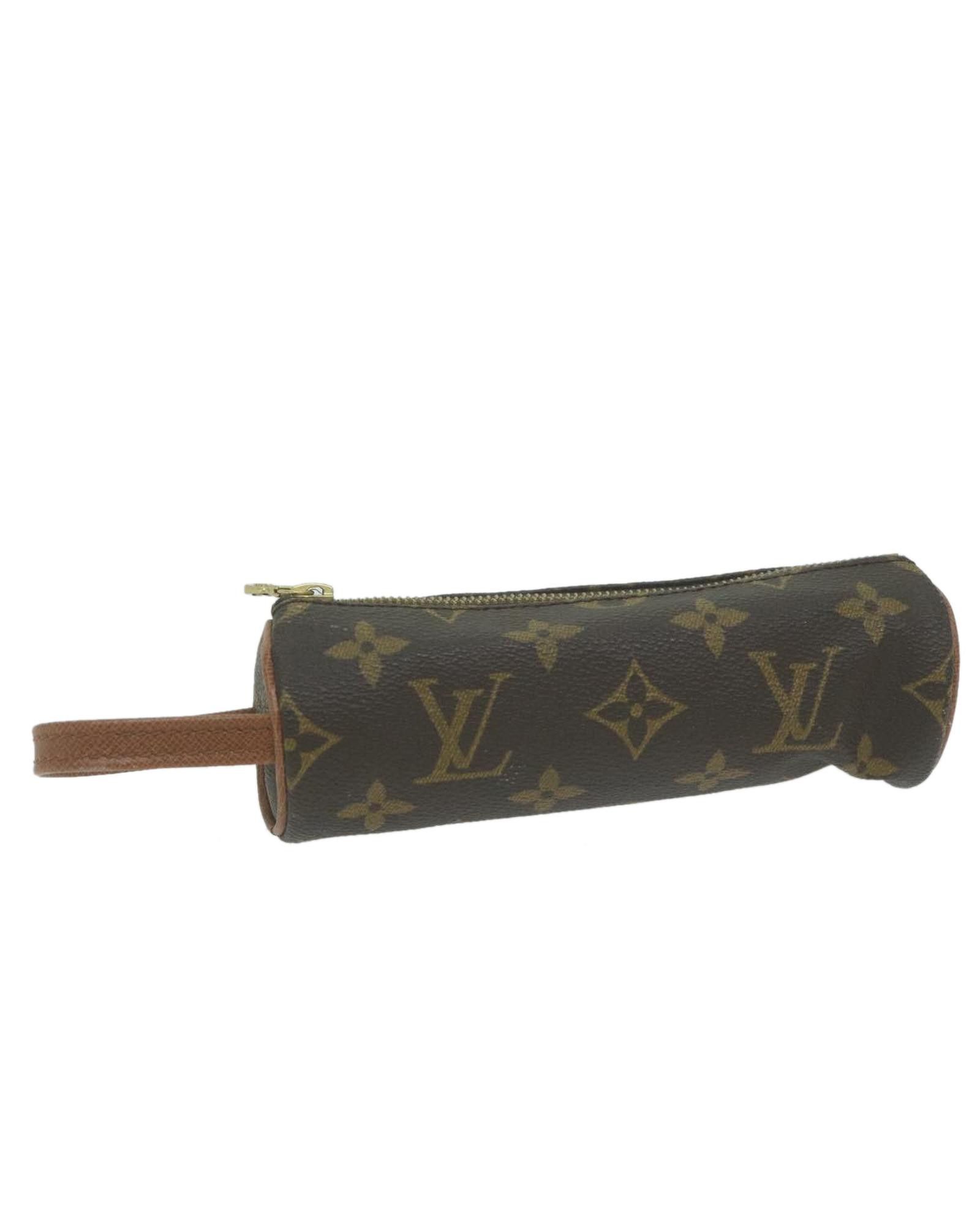image of Louis Vuitton Canvas Golf Ball Pouch With Monogram Motif in Brown, Women's