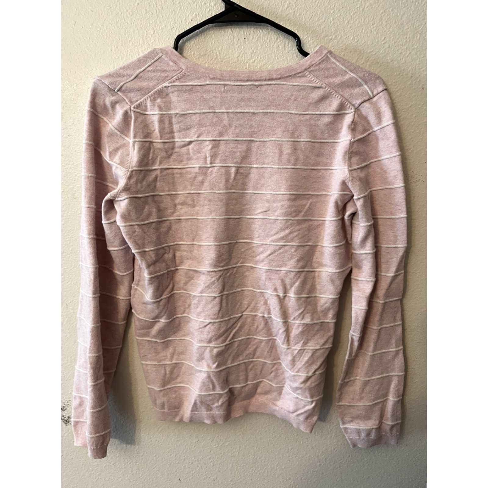 Tommy Hilfiger Tommy Hilfiger Women's Knit Pullover Sweater Medium Pink Striped V-Neck Long Sleeve Regular Casual Size M / US 6-8 / IT 42-44 - 3 Thumbnail
