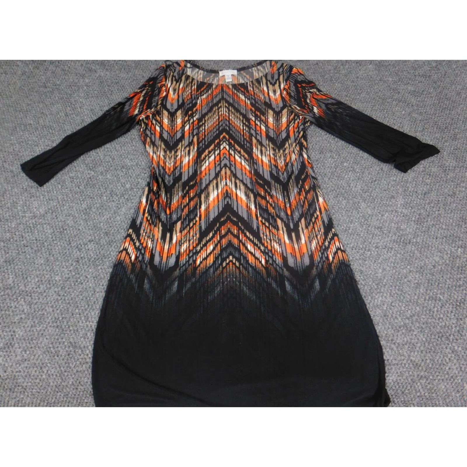 Vintage London Times Womens Dress A-Line Dress 8 Black Long Puff Sleeve Crew Neck Zip Knit Polyester Crochet Stretch Designer Summer Regular Women Size M / US 6-8 / IT 42-44 - 2 Thumbnail