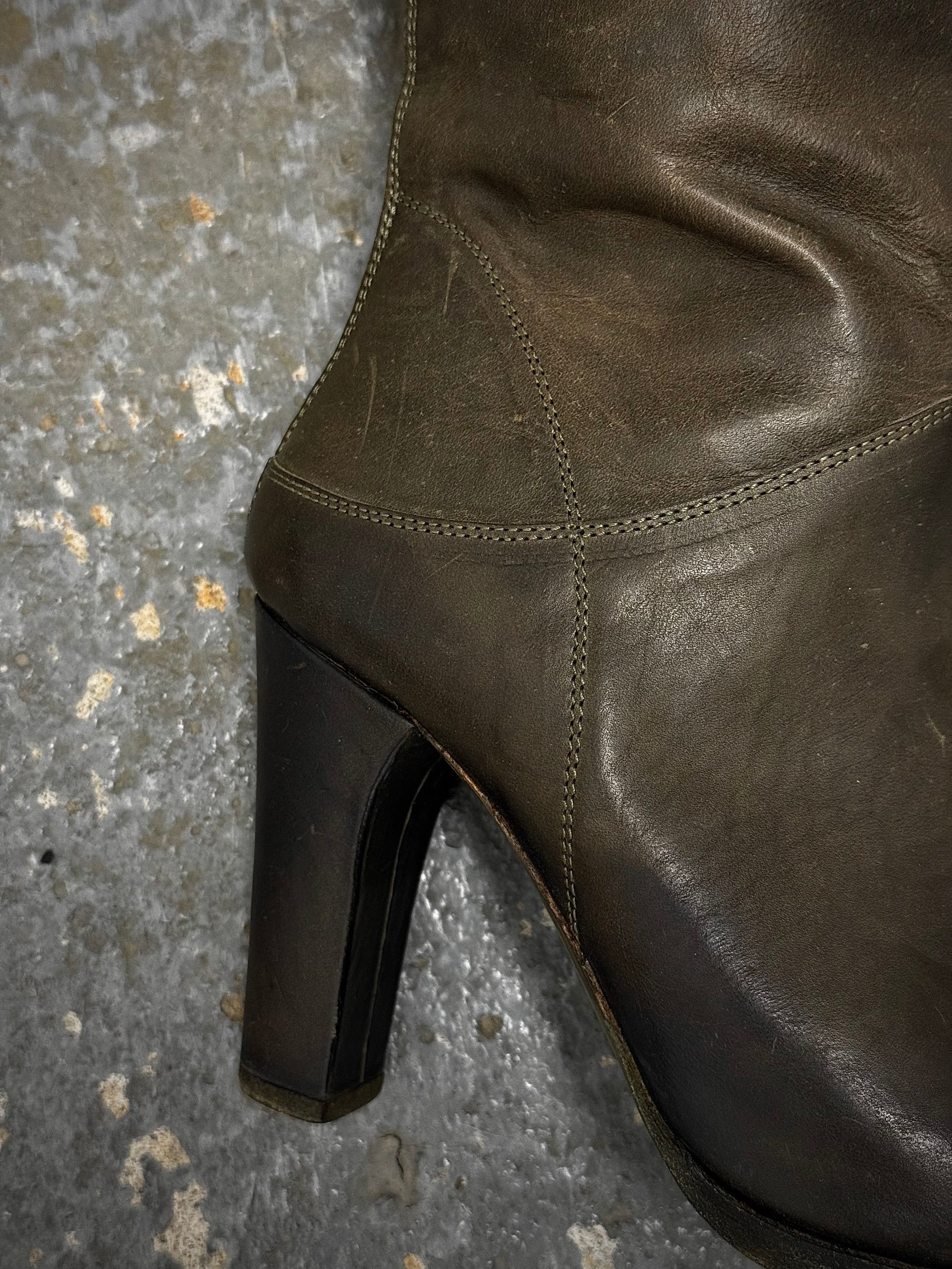 Ma+ Ma+ Ivy Green Tall Back Zip Calf Leather Boots Size US 5 / EU 37 - 2 Thumbnail