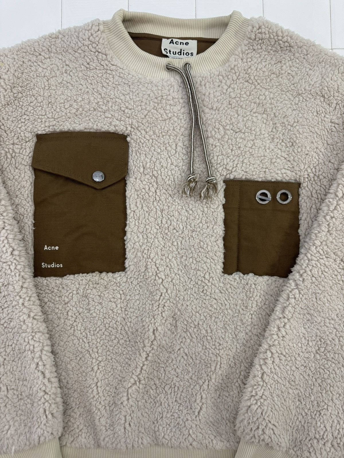 Acne Studios Acne Studios Faux-Shearling Sweatshirt - Natural Size US XL / EU 56 / 4 - 4 Thumbnail