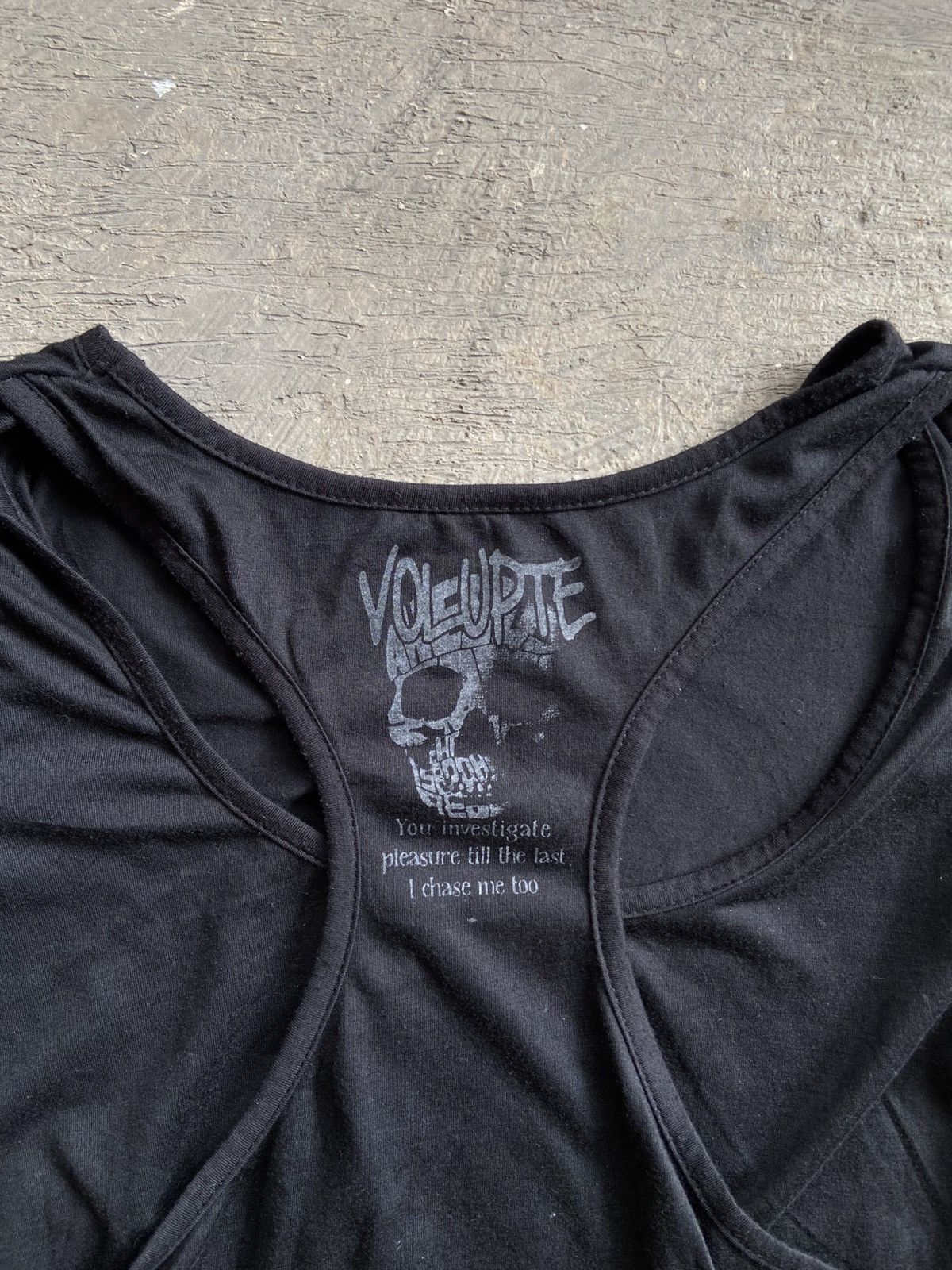 14th Addiction 2000s Edge Line - Vkei Style Poem Skull Shoulder Hole Tee Size ONE SIZE - 10 Thumbnail