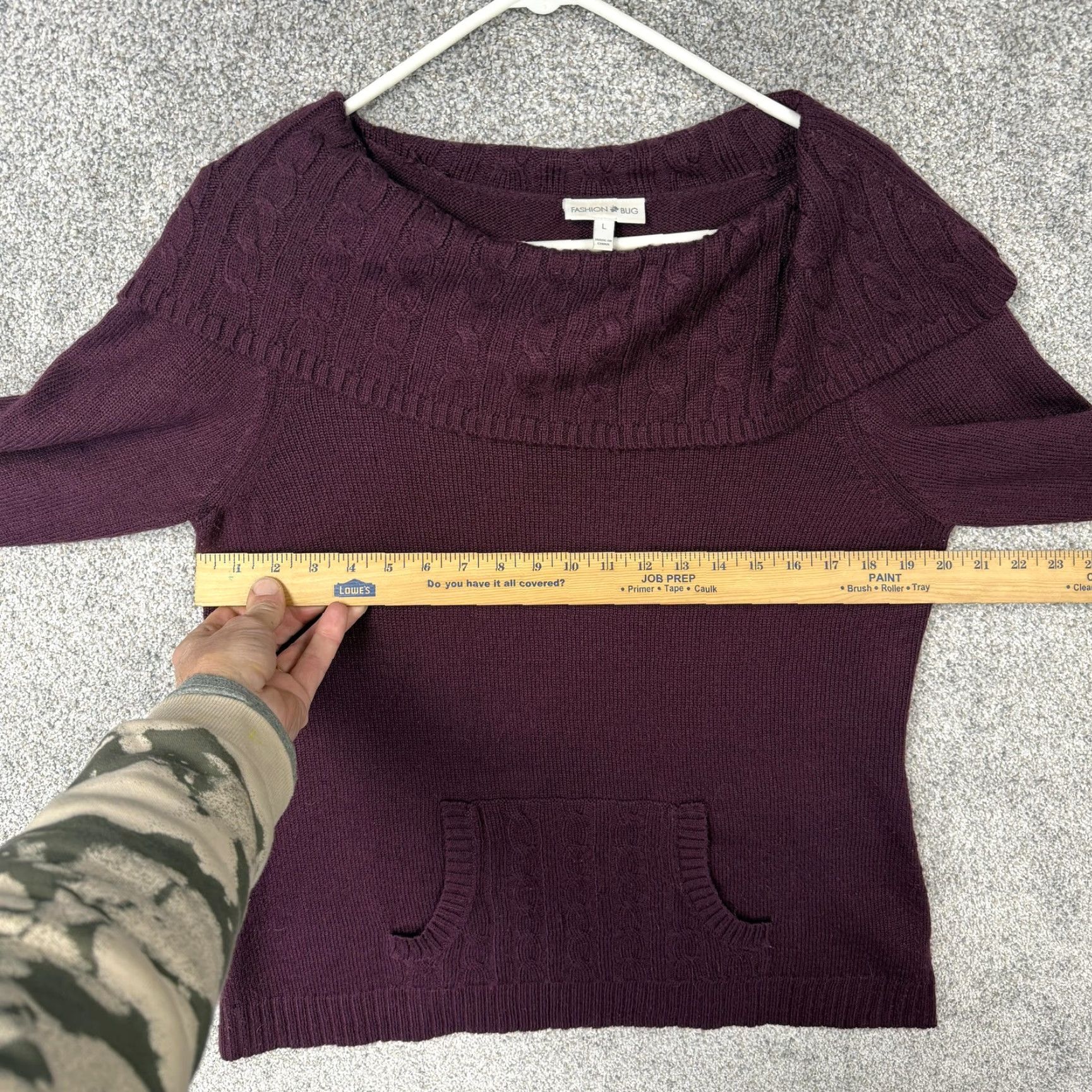 Vintage VINTAGE? (No) Fashion Bug Sweater Womens L Purple Cowl Neck Cable Knit Pockets Boho Gothic Whimsigoth Size L / US 10 / IT 46 - 4 Thumbnail