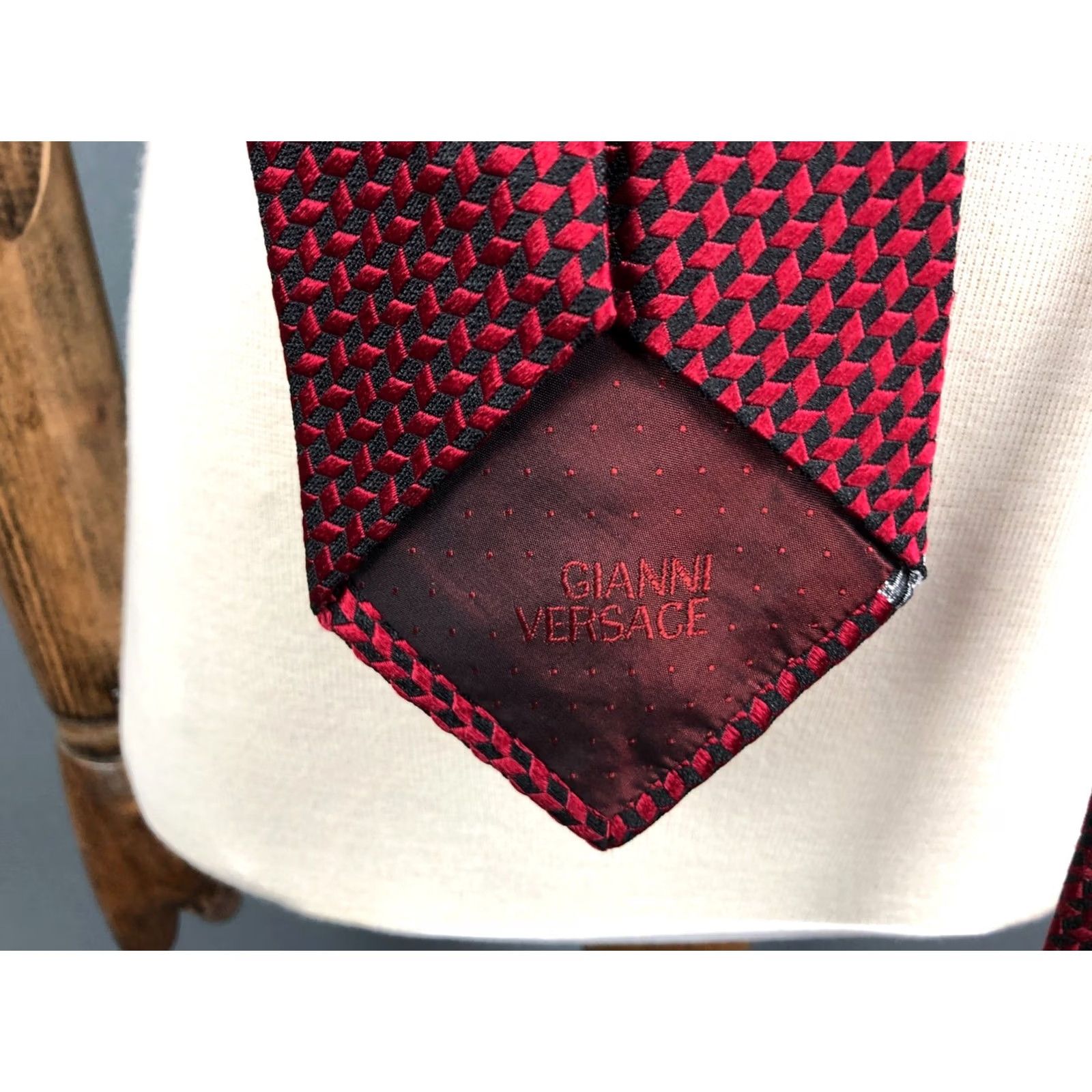 Versace Versace Red Silk Patterned Tie Men's Size ONE SIZE - 4 Thumbnail