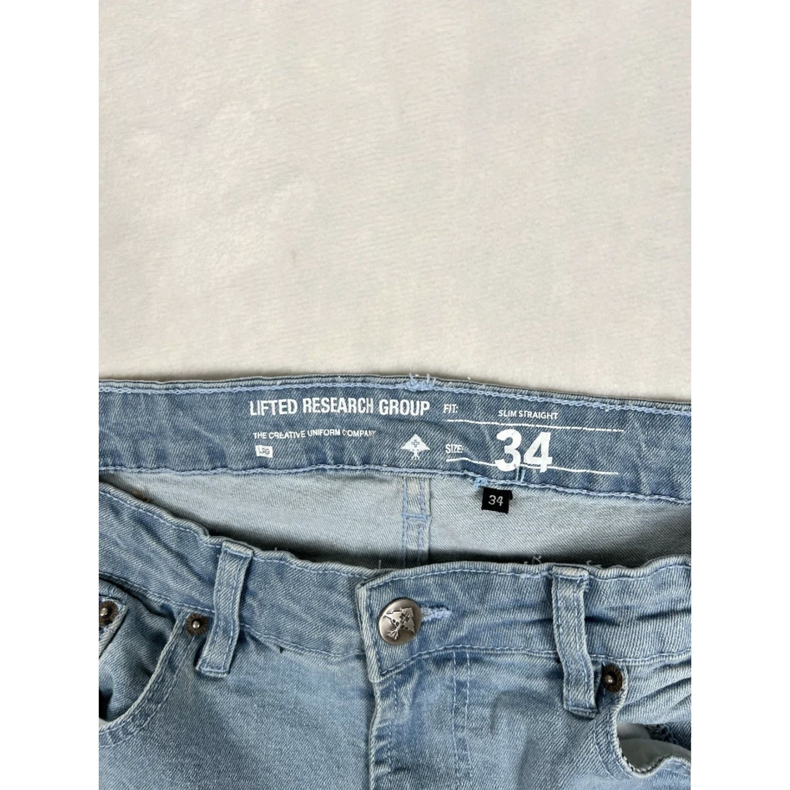 Denime VINTAGE LRG Jeans Mens 34x30 Light Blue Slim Straight Denim Y2K Hip Hop Size US 34 / EU 50 - 5 Thumbnail