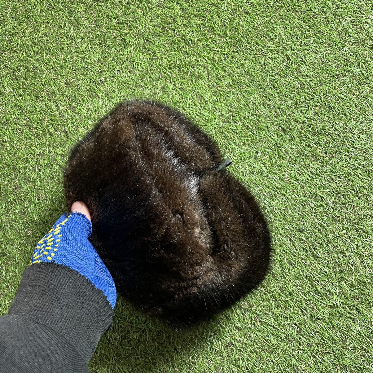 Vintage Vintage 90s Dark Green Suede Fur Trapper Hat Brutalist OS Size ONE SIZE - 8 Thumbnail