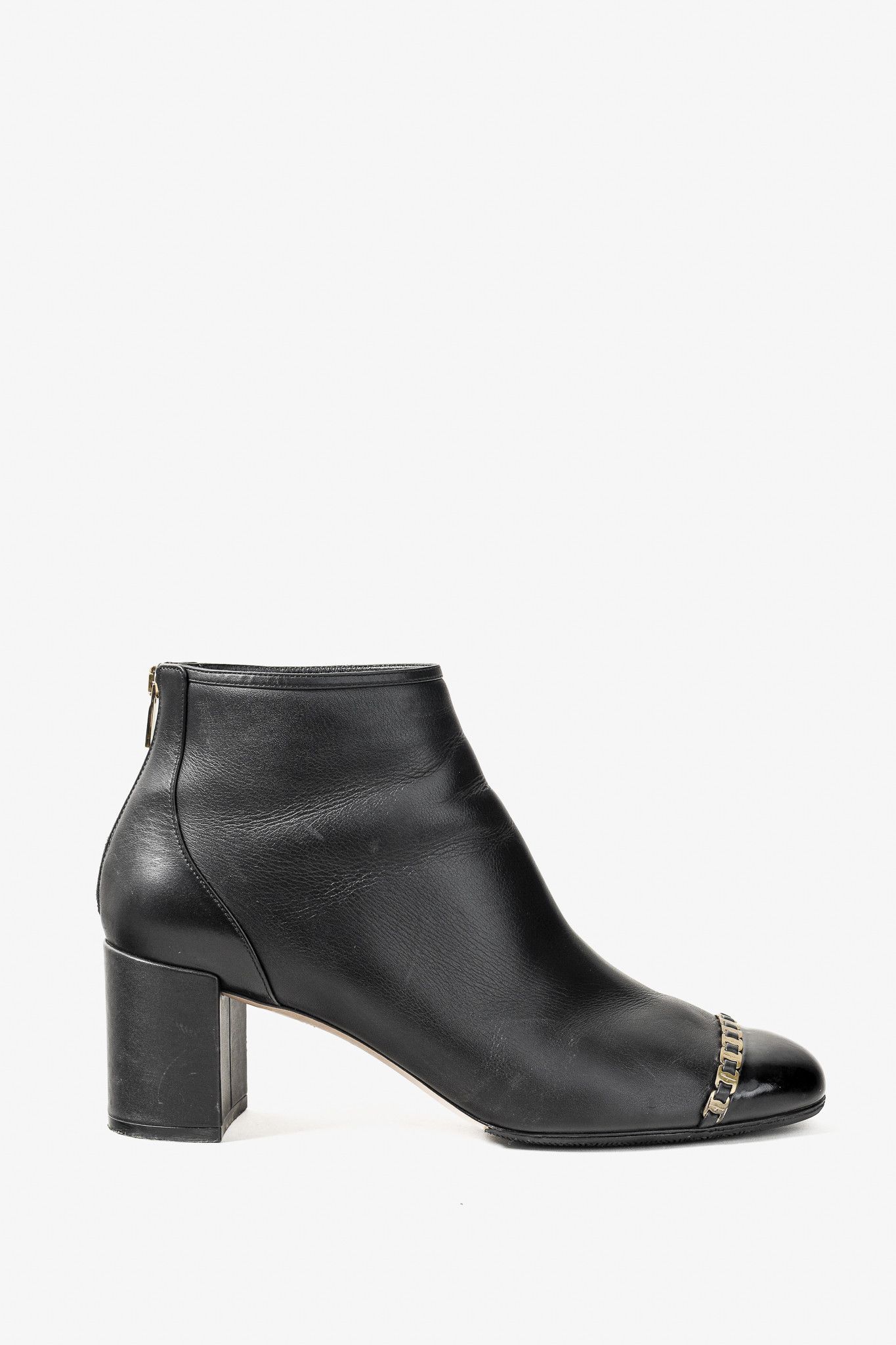 Salvatore Ferragamo Salvatore Ferragamo Atri Glossy Cap Toe Leather Ankle Boot Size US 10 / IT 40 - 1 Thumbnail