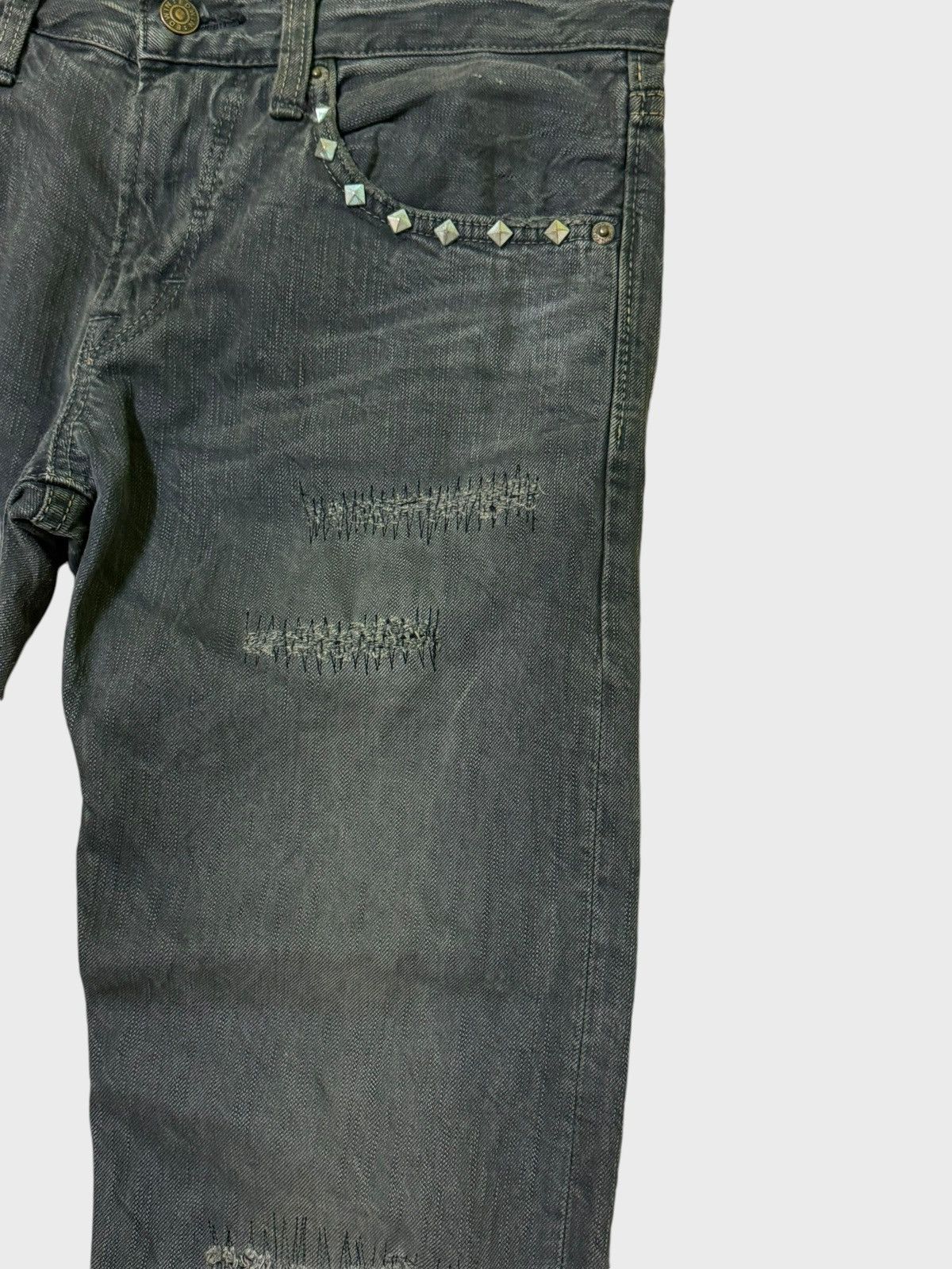 Edwin × Hysteric Glamour Vintage Edwin 502 Studs Skull Distressed Denim Size US 30 / EU 46 - 9 Thumbnail