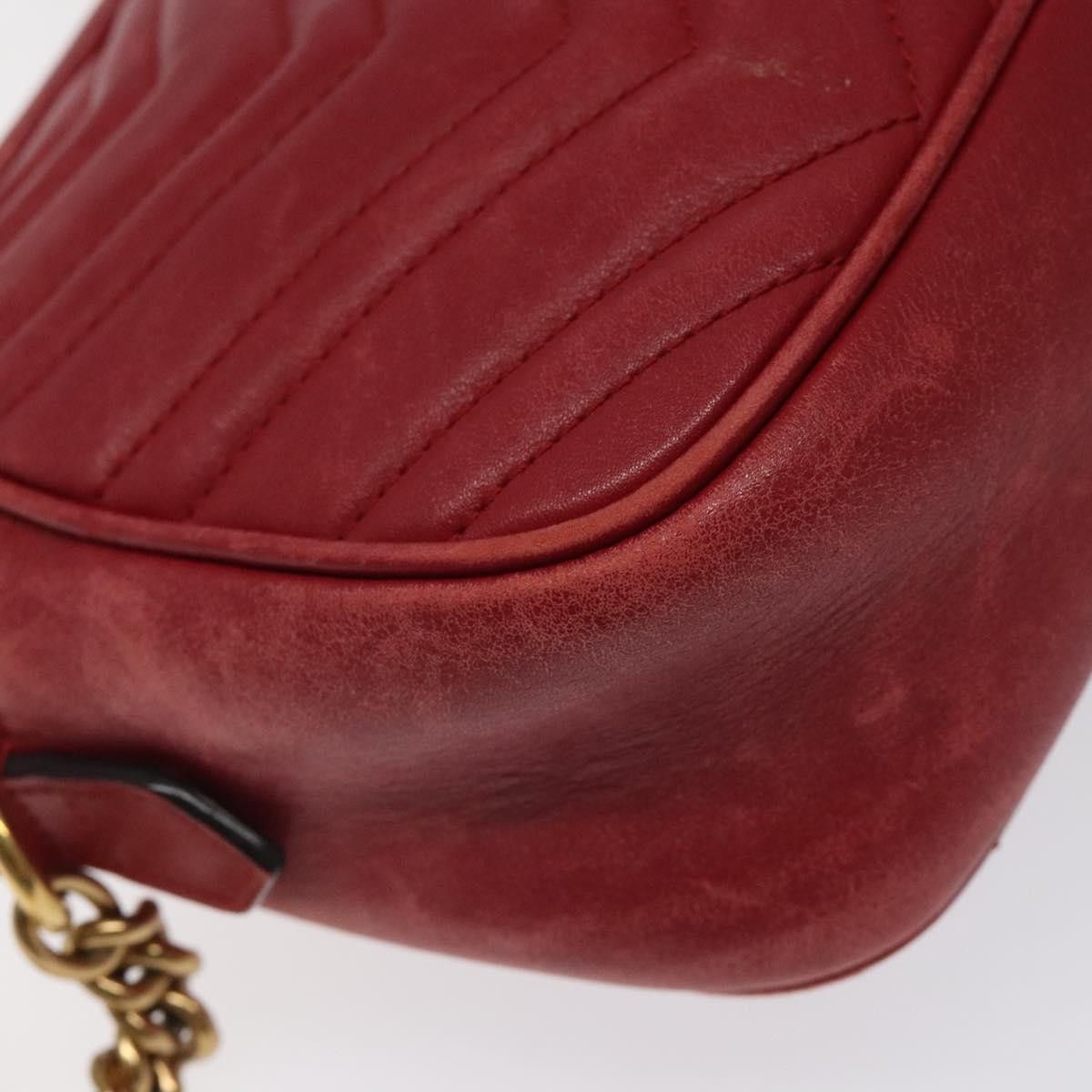 Gucci GUCCI GG Marmont Chain Shoulder Bag Leather Red Gold Size ONE SIZE - 13 Thumbnail