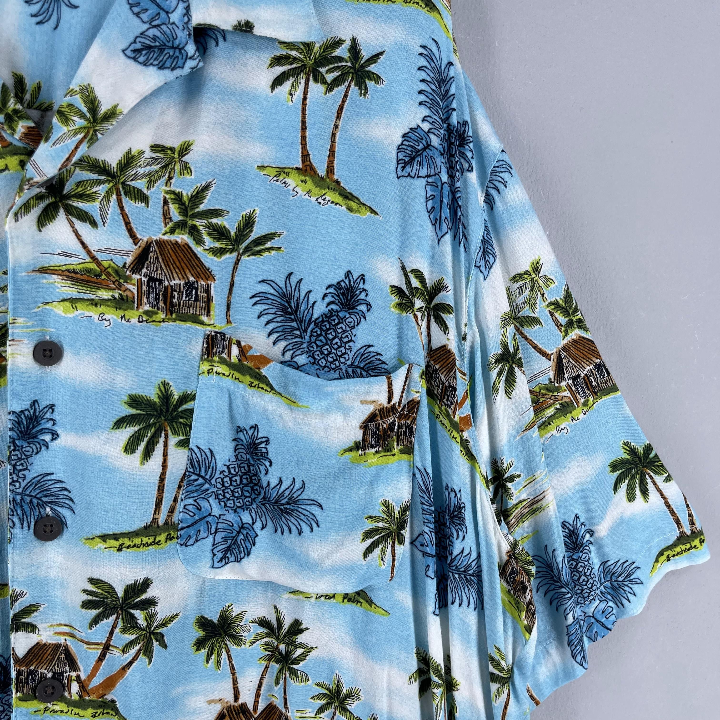 Vintage GEORGE Hawaiian Aloha Beach Tropical Motive Rayon Shirt Size US XL / EU 56 / 4 - 3 Thumbnail