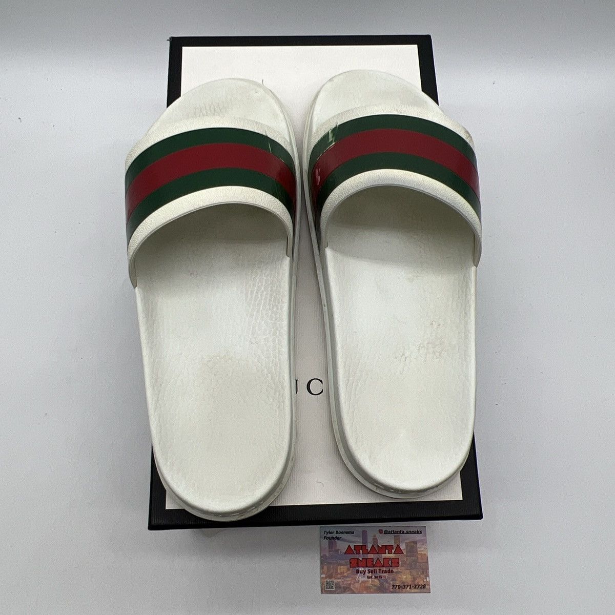 Gucci Gucci web slide white Size US 12 / EU 45 - 7 Thumbnail