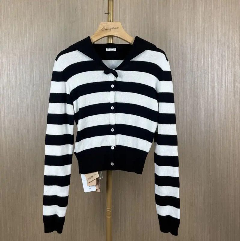 Miu Miu Miu Miu Striped Cotton Long Sleeve Sweater 0089 Size M / US 6-8 / IT 42-44 - 1 Thumbnail