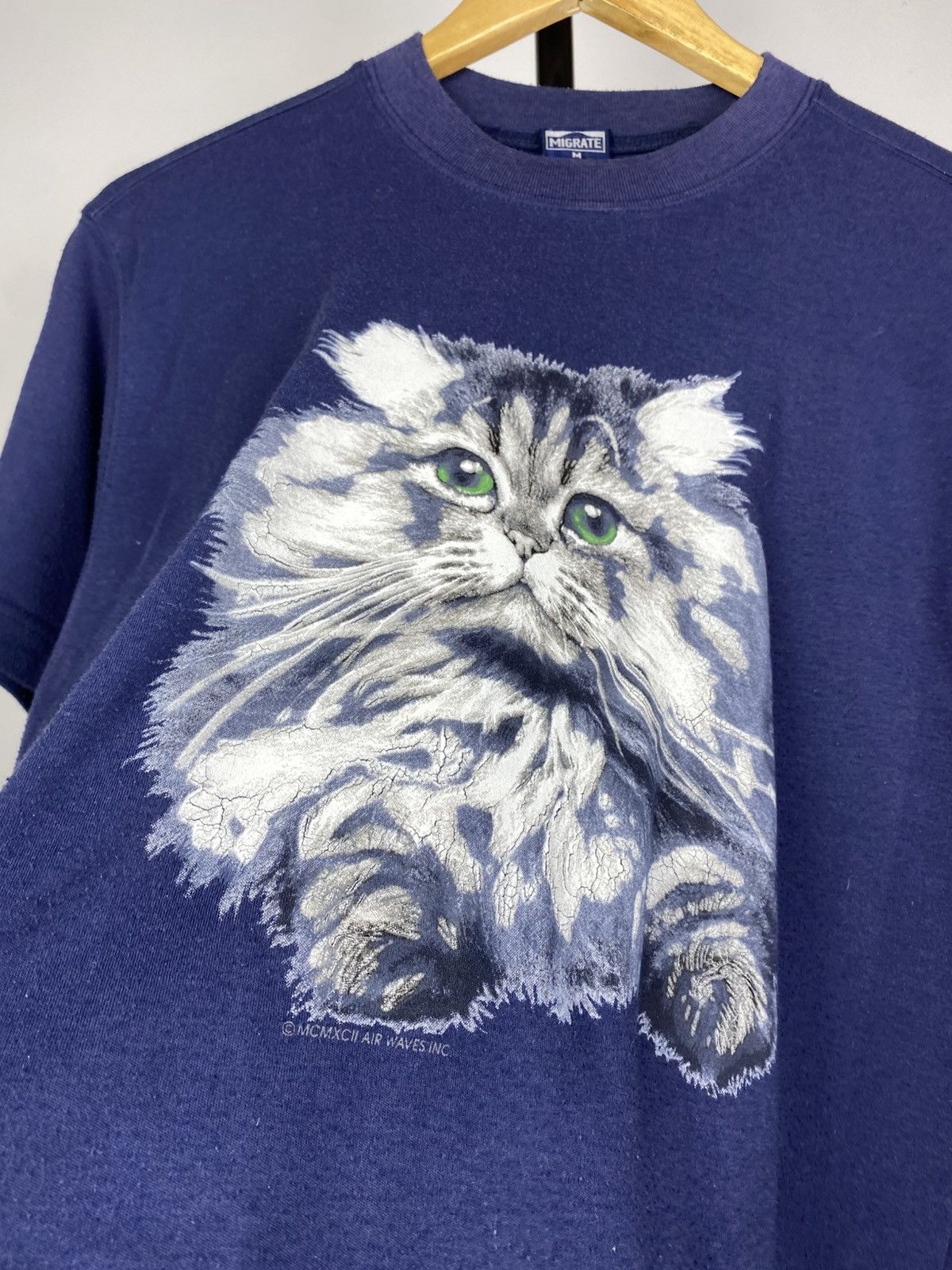 Band Tees × Vintage Crazy 🔥 Vintage 1992 ART Animal Cat Big Logo Graphic T-Shirt Size US M / EU 48-50 / 2 - 3 Thumbnail