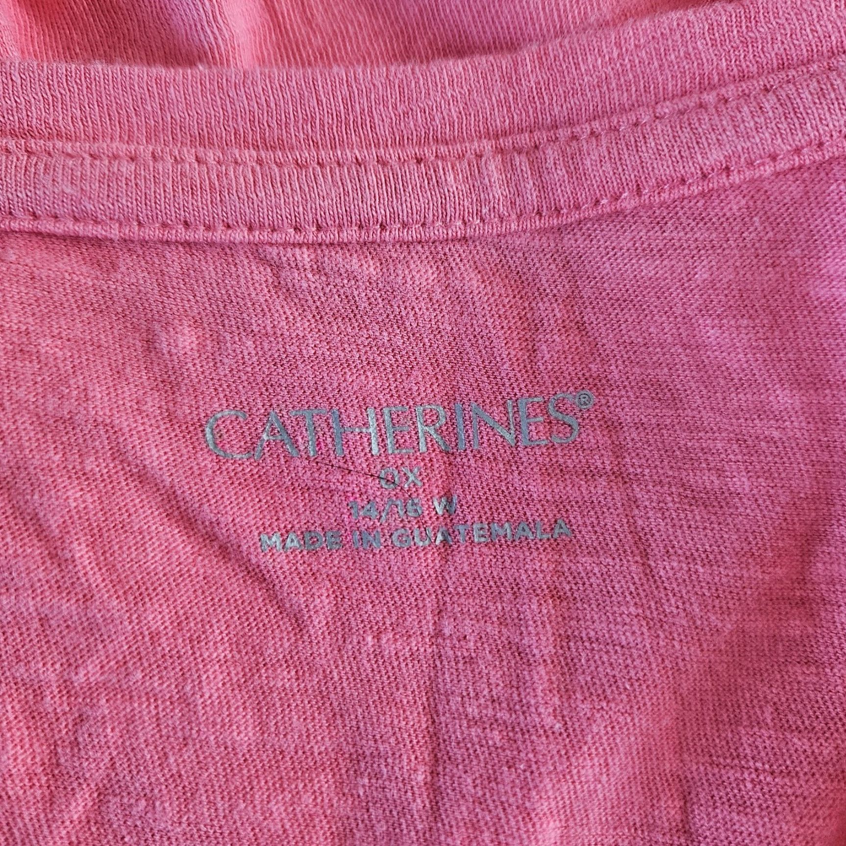 Vintage Catherines T-Shirt Womens Top 0X Pink Cotton 3/4 Sleeve Pullover Plus Size Womens Size XL / US 12-14 / IT 48-50 - 5 Thumbnail