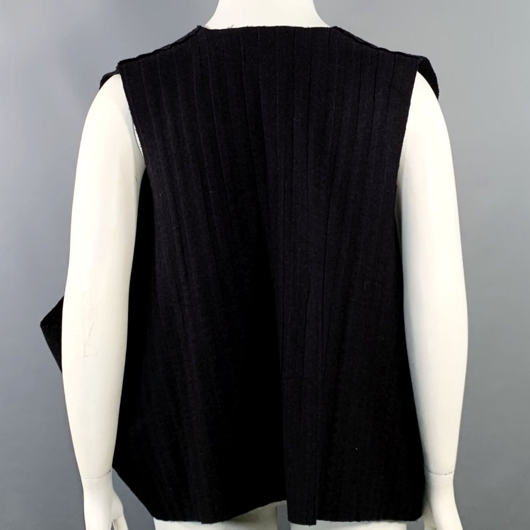 eskandar ESKANDAR Size L Brown Purple Wool Cashmere Ribbed Open Front Vest Women Size L / US 10 / IT 46 - 3 Thumbnail