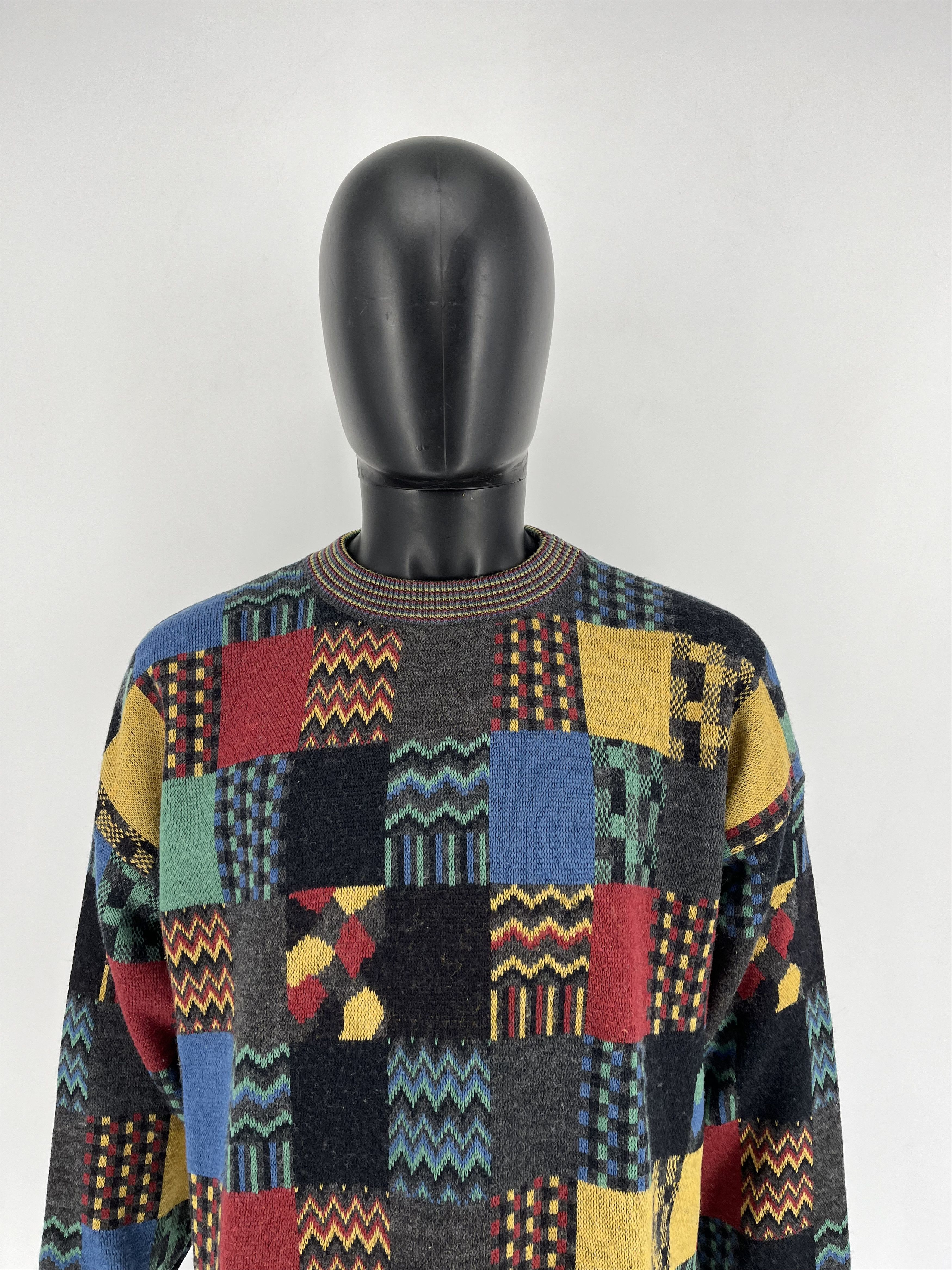 Vintage 90s Wool Sweater Size L Made in UK Coogi Style