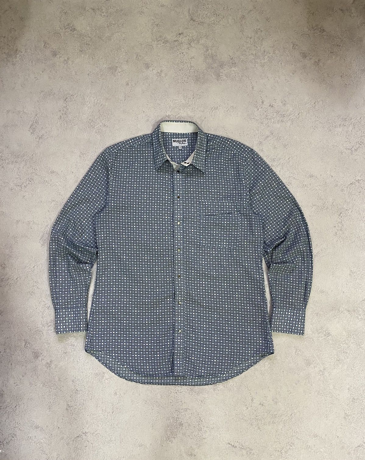 Thierry Mugler Thierry Mugler Mens Blue Designer Snap Up Shirt Size 41 Size US M / EU 48-50 / 2 - 1 Thumbnail