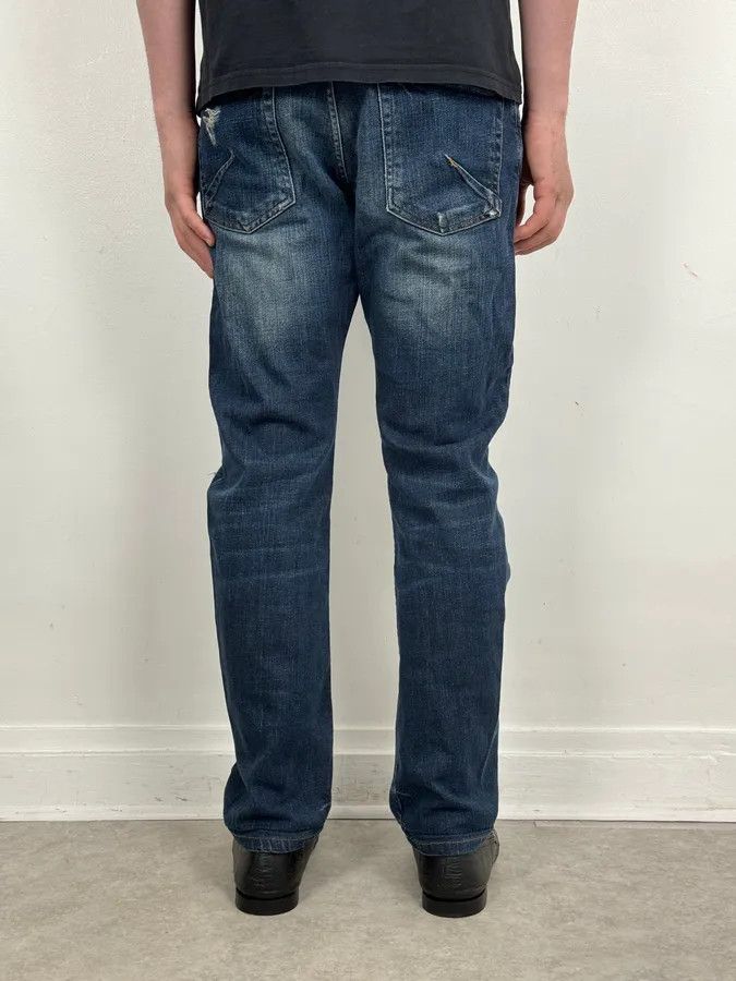 John Galliano 2010s John Galliano Blue Rebel Distressed Denim Jeans Size US 31 - 3 Thumbnail