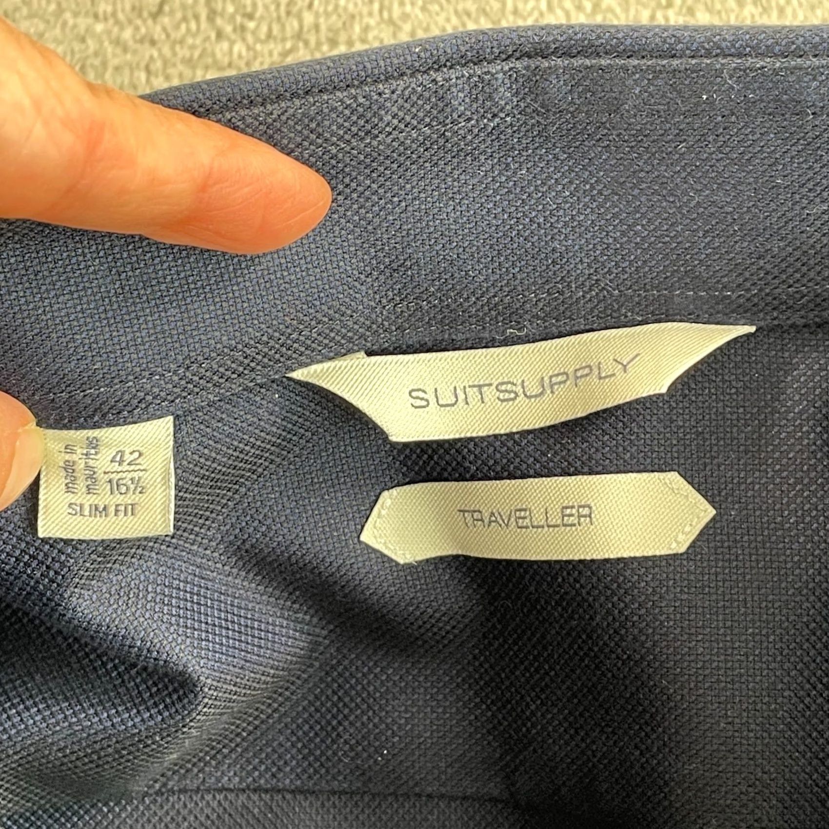 Suitsupply Suitsupply Traveller Dress Shirt Men 16.5 42 Navy Blue Slim Fit Long Sleeve Shirt Mens Navy Slim Fit Dress Shirt Size 42R - 2 Thumbnail