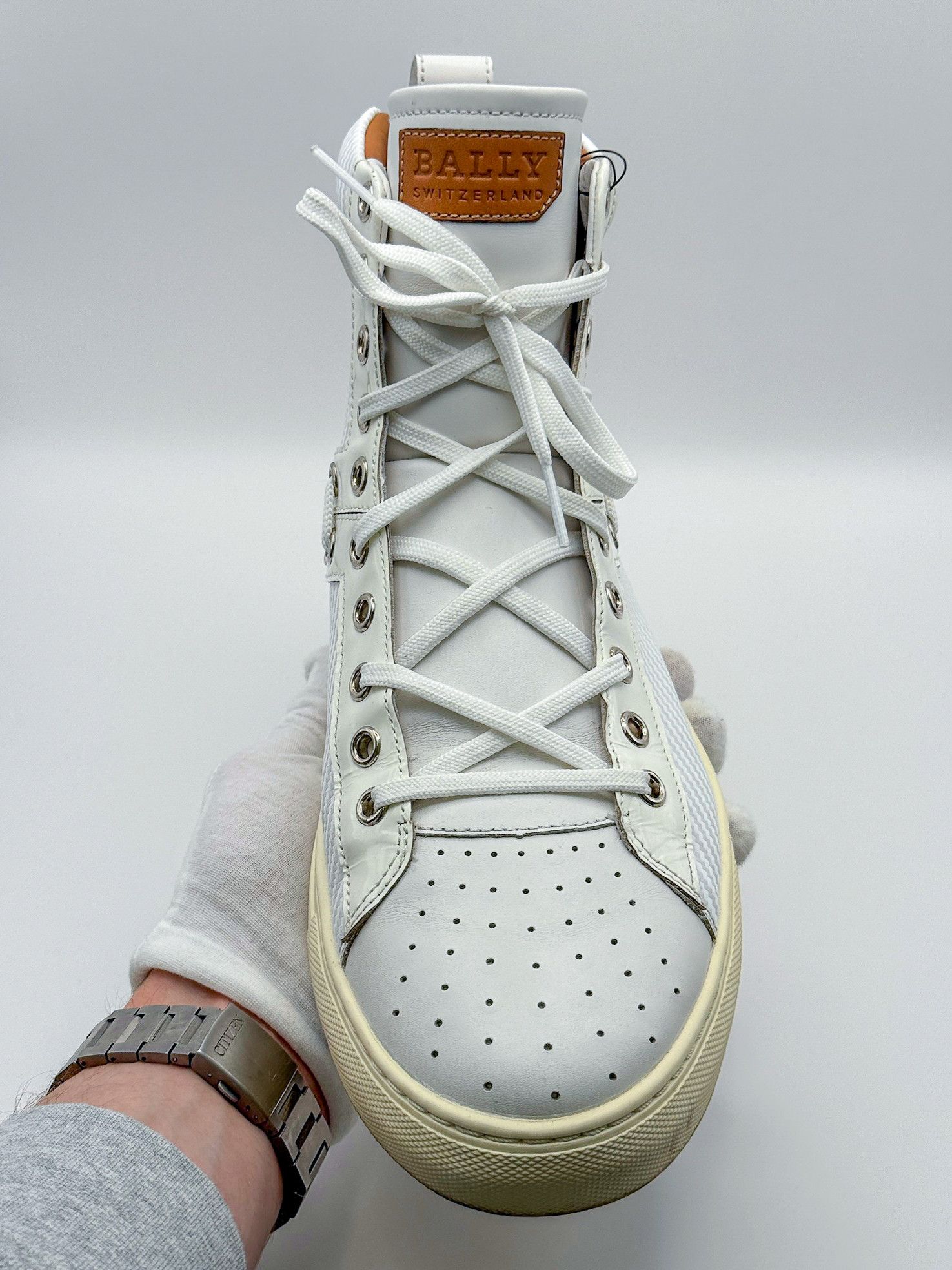 Bally Bally Hekem White Leather Lace-Up Hi-Top Sneakers Size US 9 / EU 42 - 7 Thumbnail