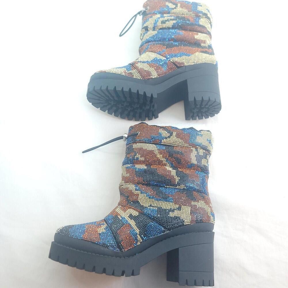 Steve Madden Steve Madden Women's Phoenix Blue Brown Camo Heeled Boots Size US 7 / IT 37 - 4 Thumbnail