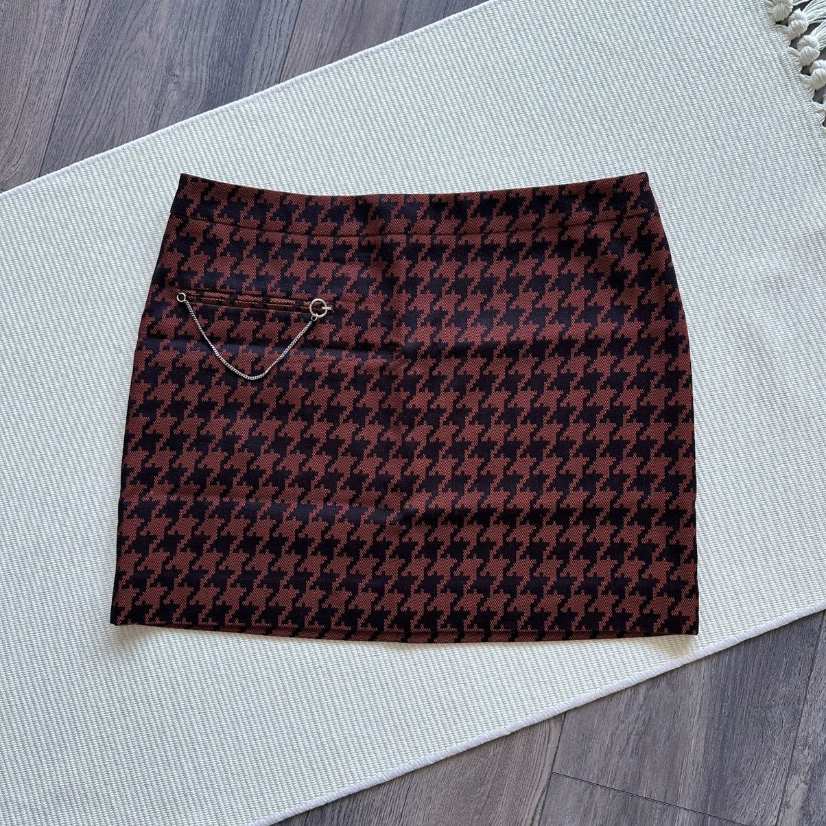 Stella McCartney Stella McCartney black / dark orange Houndstooth mini skirt Size 30" / US 8 / IT 44 - 4 Thumbnail