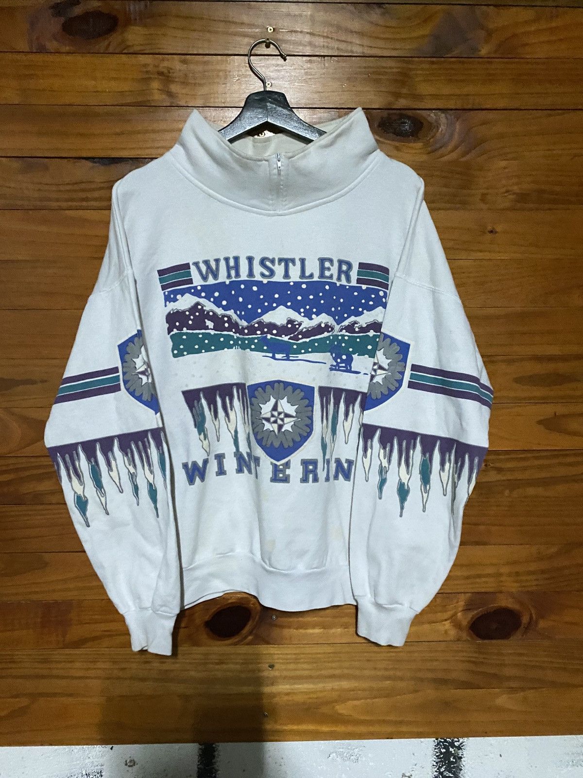 Vintage 90s Whistler Winter West Coast Canada Ski Graphic Pullover Size US S / EU 44-46 / 1 - 7 Thumbnail