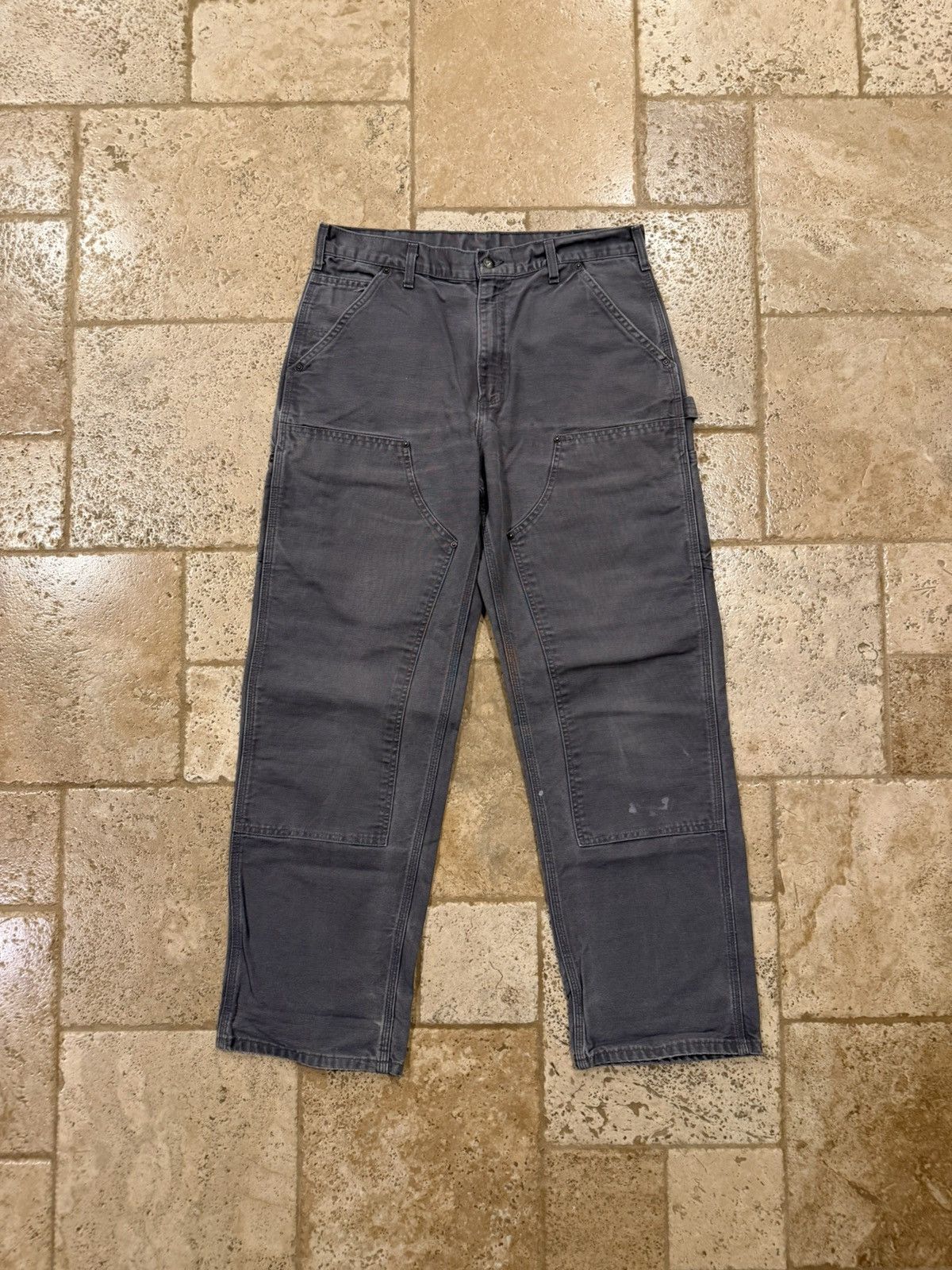 Carhartt Vintage Carhartt Carpenter Double Knees Distress Grey Pants Size US 33 - 1 Thumbnail