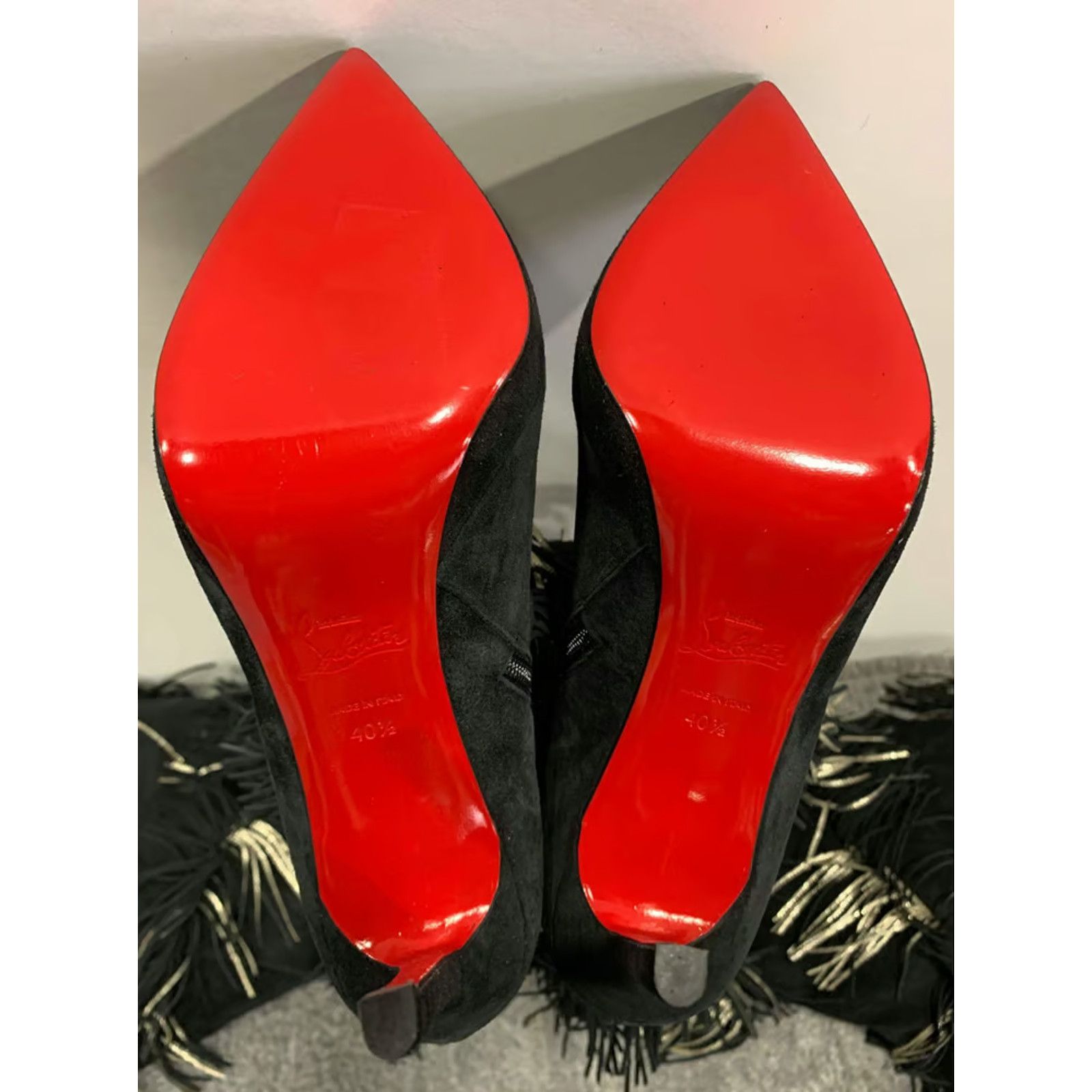 Christian Louboutin Christian Louboutin Bolcheva 120 Black Gold Fring Thigh High Size US 10.5 / IT 40.5 - 3 Thumbnail