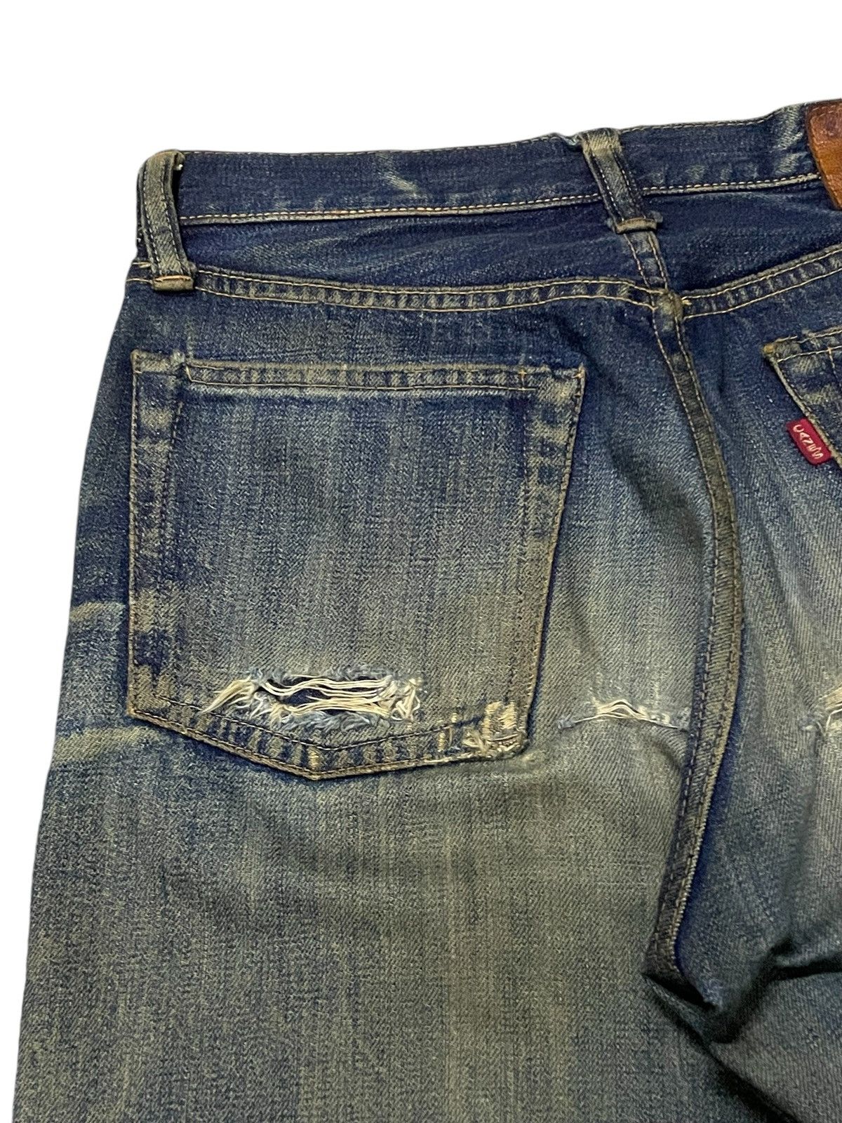 Kapital × Sugar Cane × Toyo Enterprises Vintage Sugar Canes 140z Hemp Green Selvedge Mud Wash Jeans Size US 29 - 17 Thumbnail