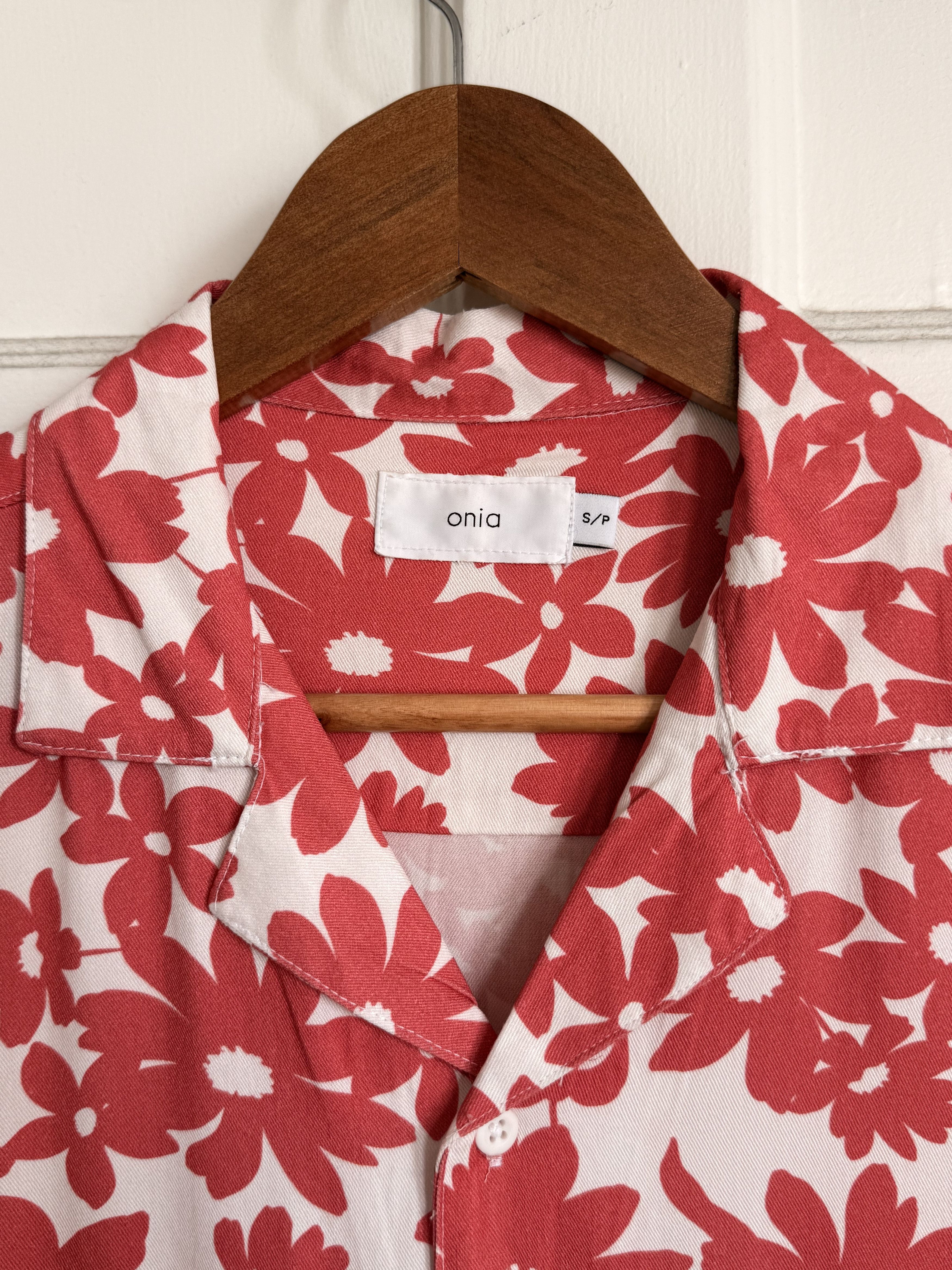 Onia Onia Pink Floral Camp Collar Hawaiian Shirt Size US S / EU 44-46 / 1 - 4 Thumbnail