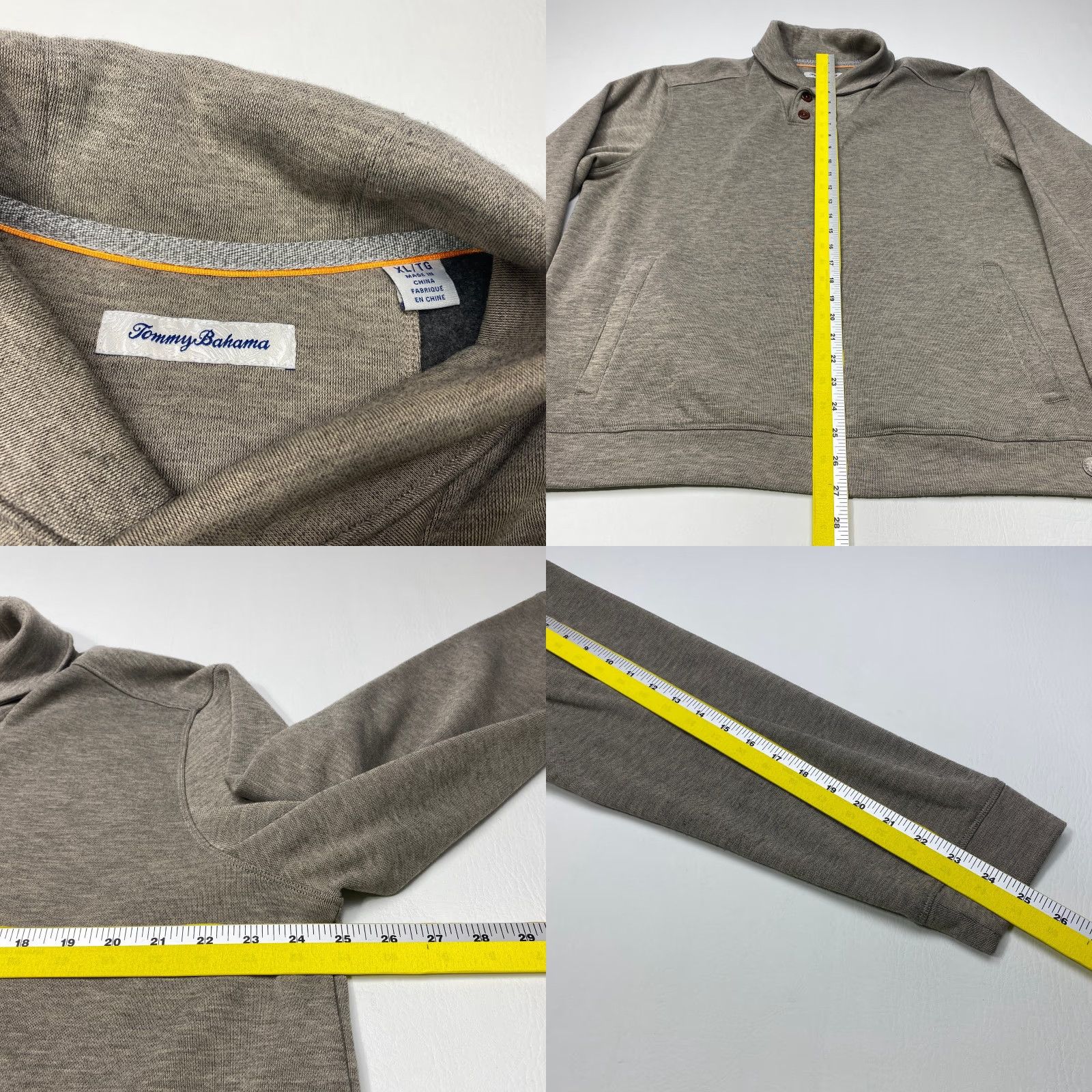 Tommy Bahama Tommy Bahama Sweater Mens XL Two Button Front Long Sleeve Pullover Grey Pockets Size US XL / EU 56 / 4 - 8 Thumbnail