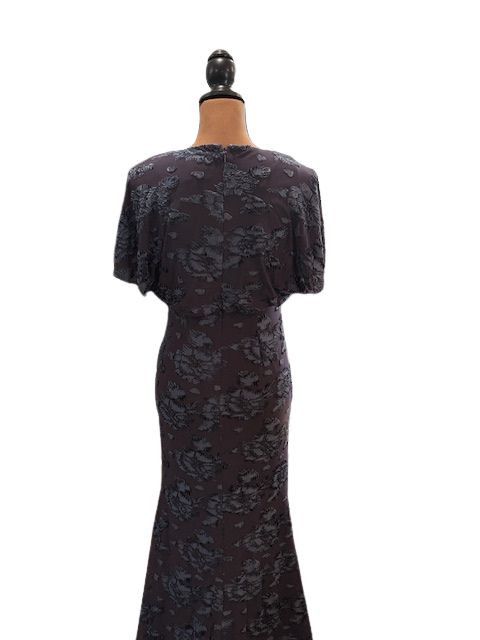 Adrianna Papell Floral Burnout Velvet Long Blouson Gown in Midnight Size XS / US 0-2 / IT 36-38 - 8 Thumbnail