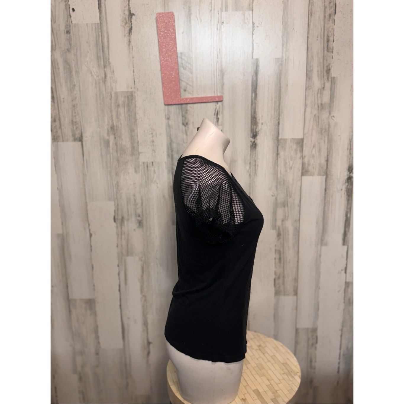 Other Xhilaration Black Mesh Sleeve Tee Top | Size Large Size L / US 10 / IT 46 - 5 Thumbnail