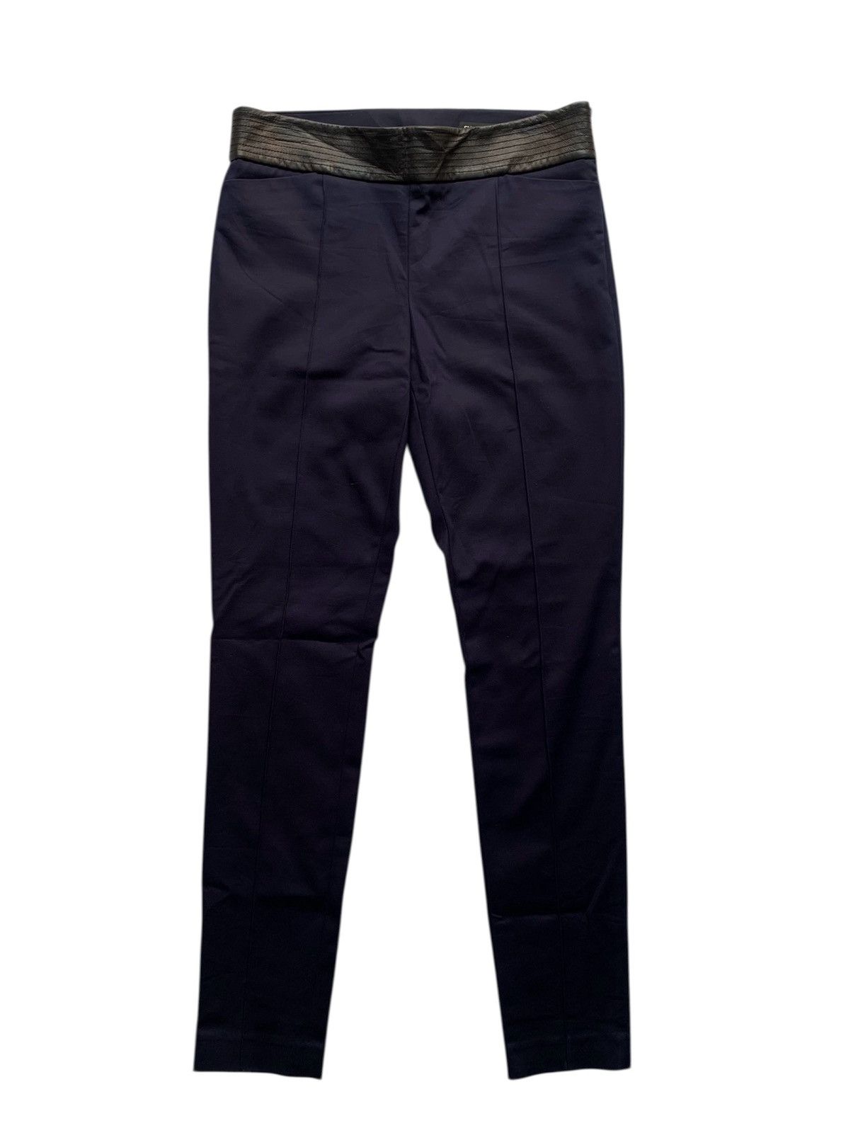 Club Monaco Skinny stretch pants with side zip, lamb leather waistband Size 31" - 1 Thumbnail