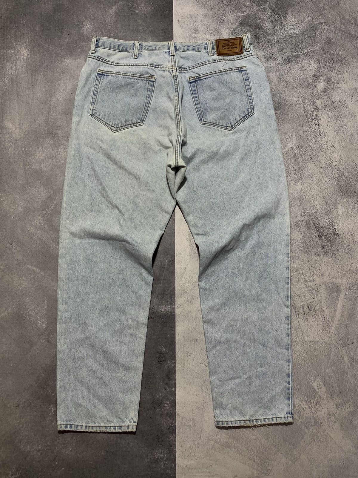 Calvin Klein × Vintage Vintage 90s Made in USA Calvin Klein wide blue jeans size 38 Size US 38 / EU 54 - 1 Thumbnail