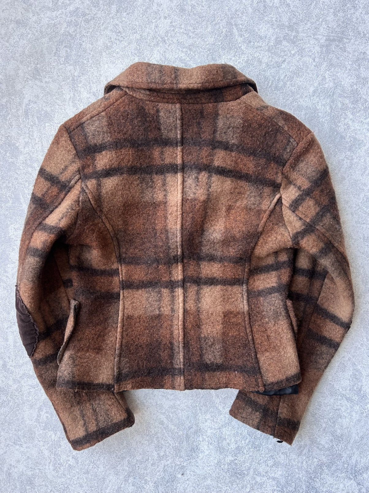 Japanese Brand Vintage Comme des Garcons Style Wool Plaid Cropped Jacket Size XS / US 0-2 / IT 36-38 - 2 Thumbnail