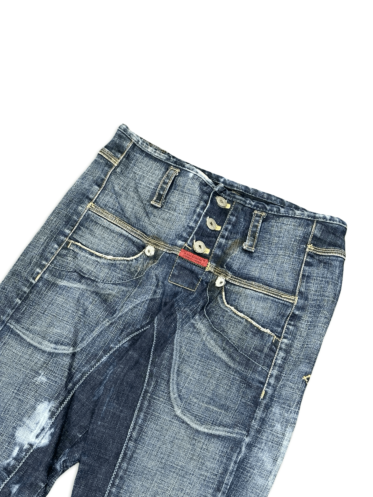 Marithe + Francois Girbaud vintage distressed tie dye buttoned designer denim jeans Size US 28 / EU 44 - 3 Thumbnail