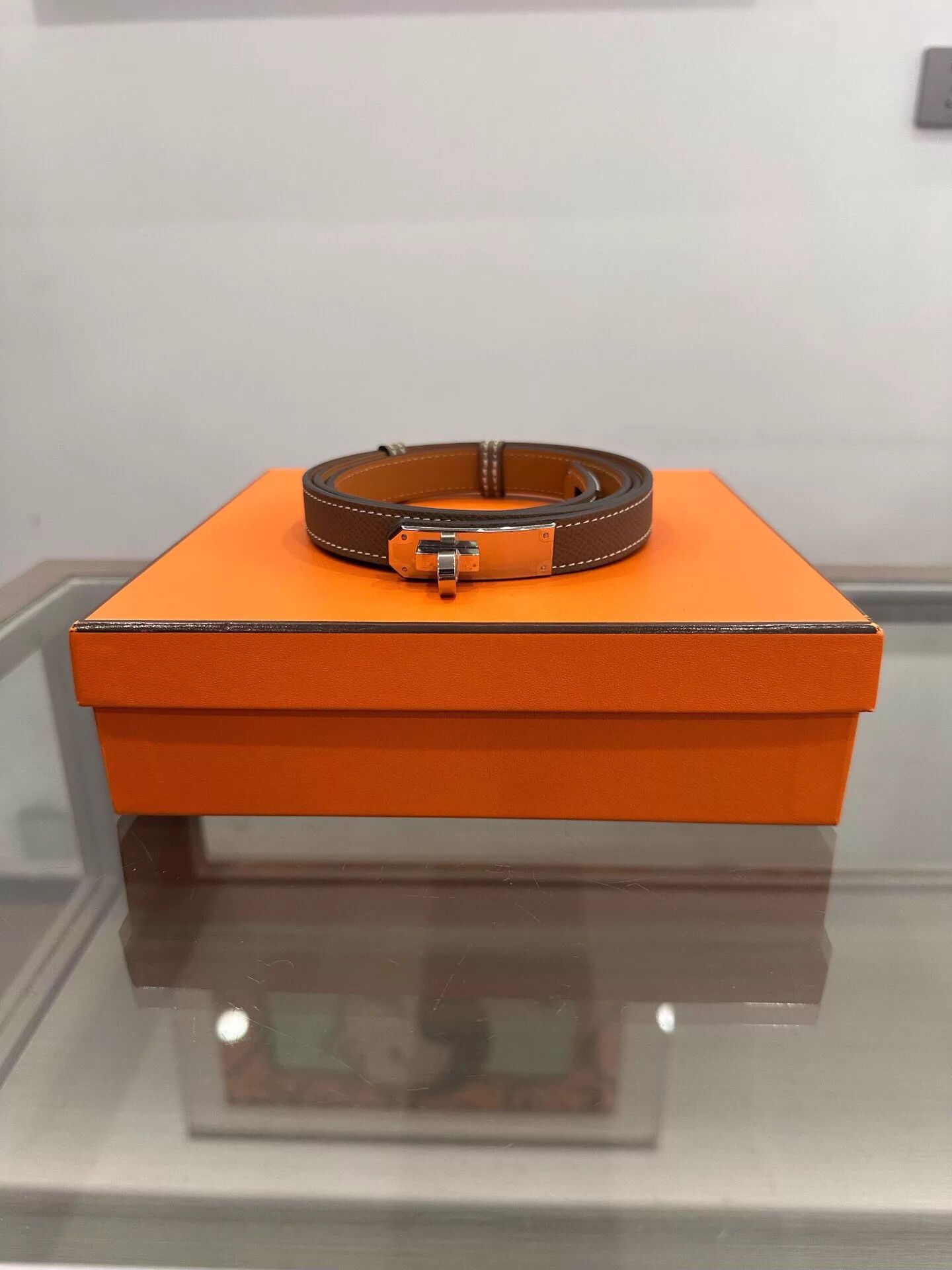 Hermes Hermes 1.8cm Elephant Grey Kelly Belt Silver Buckle C New Size ONE SIZE - 1 Thumbnail