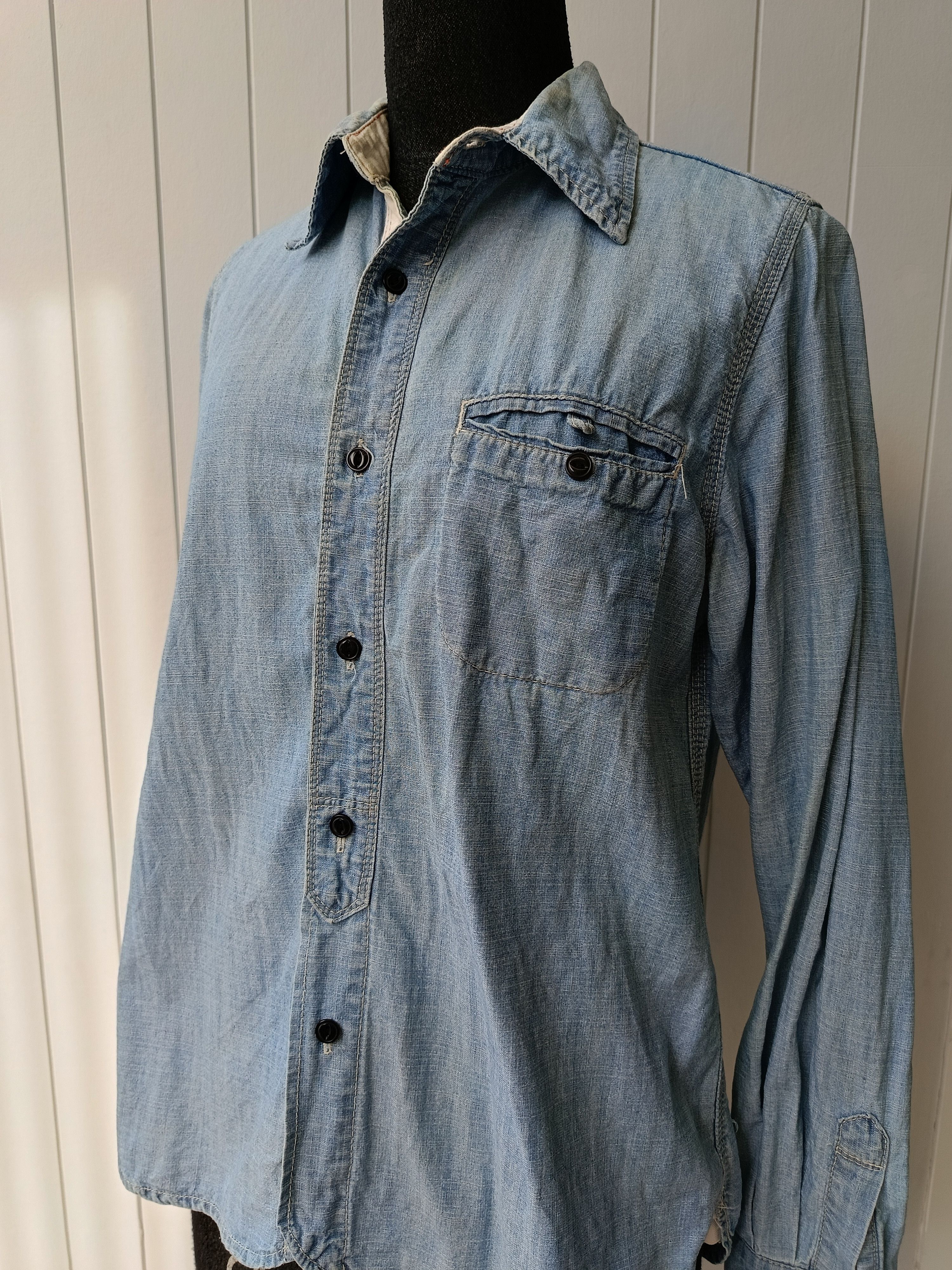 Blue Blue Japan × Japanese Brand BlueBlue HR market denim chambray XS shirt Size US XS / EU 42 / 0 - 4 Thumbnail