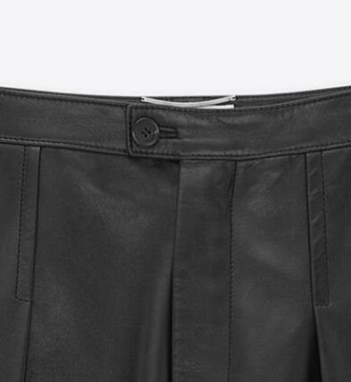Saint Laurent Paris oc11z1225 750073 Wide Leg Pants in Lambskin in Black Size US 36 / EU 52 - 3 Thumbnail